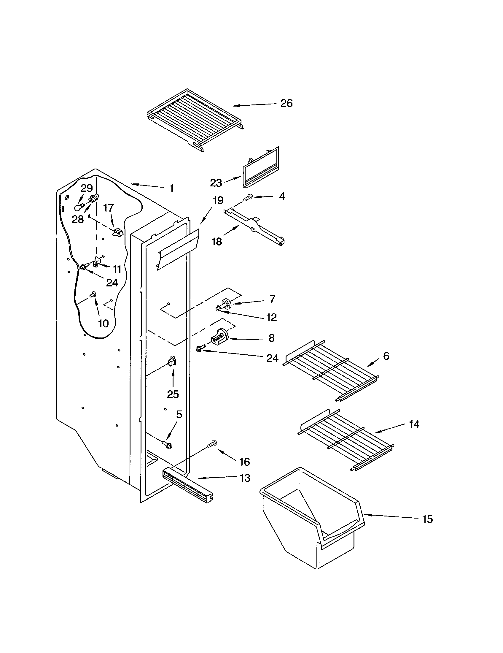 Kenmore 10653522300 freezer liner diagram
