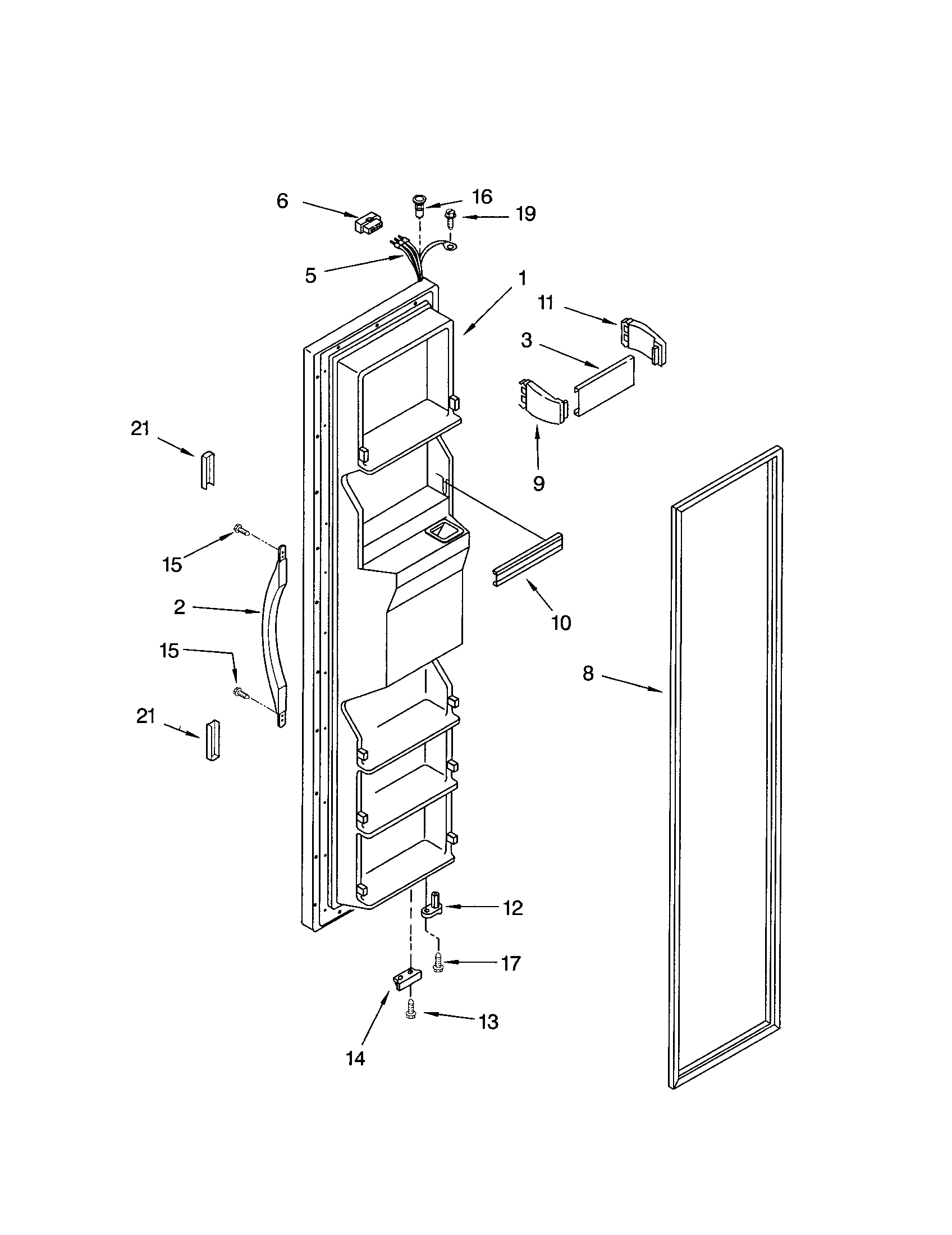 Kenmore 10653522300 freezer door diagram