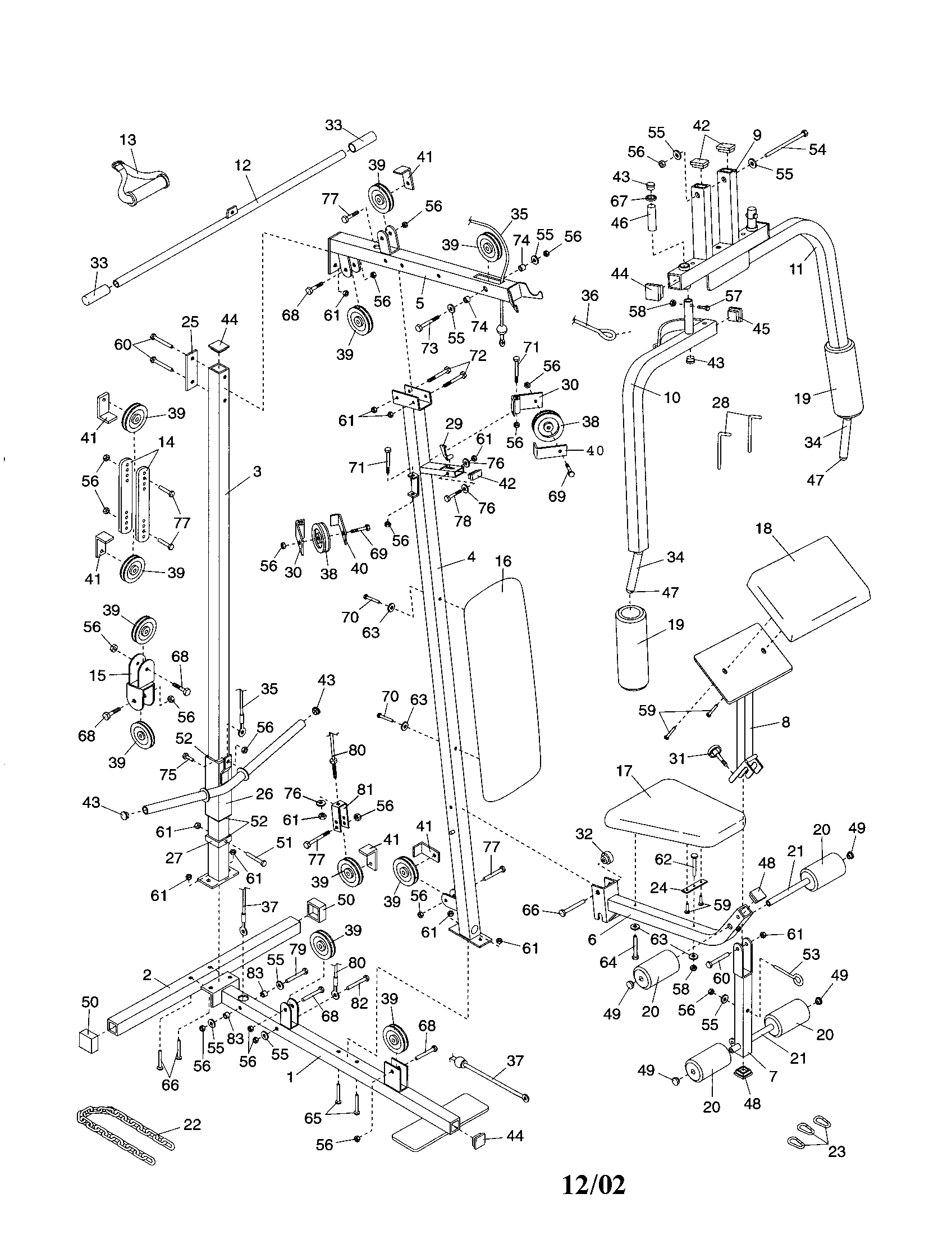 Weider WESY13820 weight system diagram