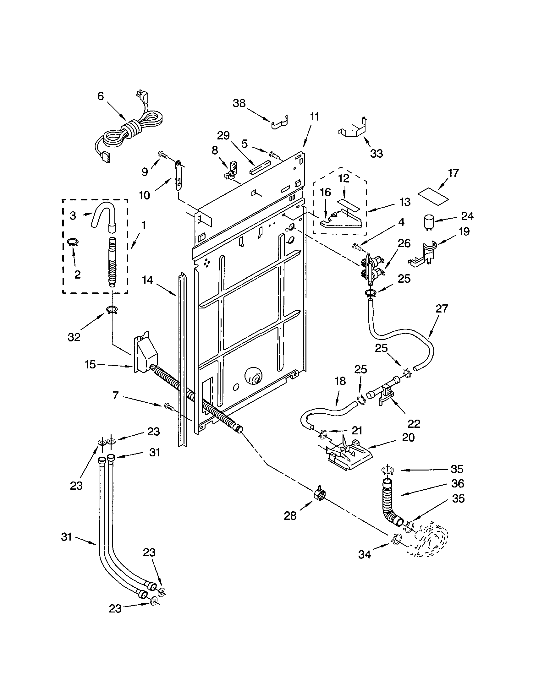 Kenmore Elite 11023014102 rear panel diagram