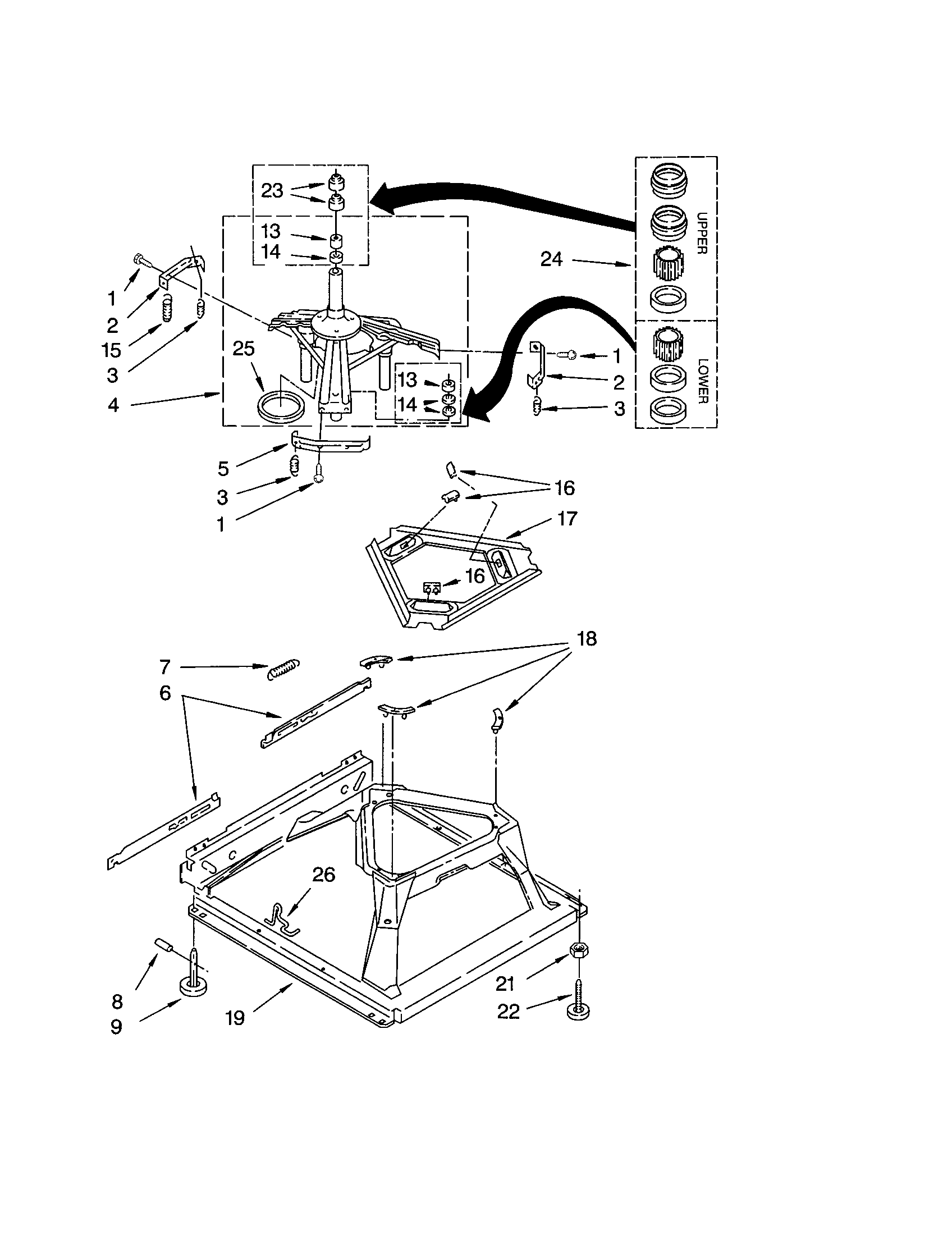 Kenmore Elite 11023014102 machine base diagram