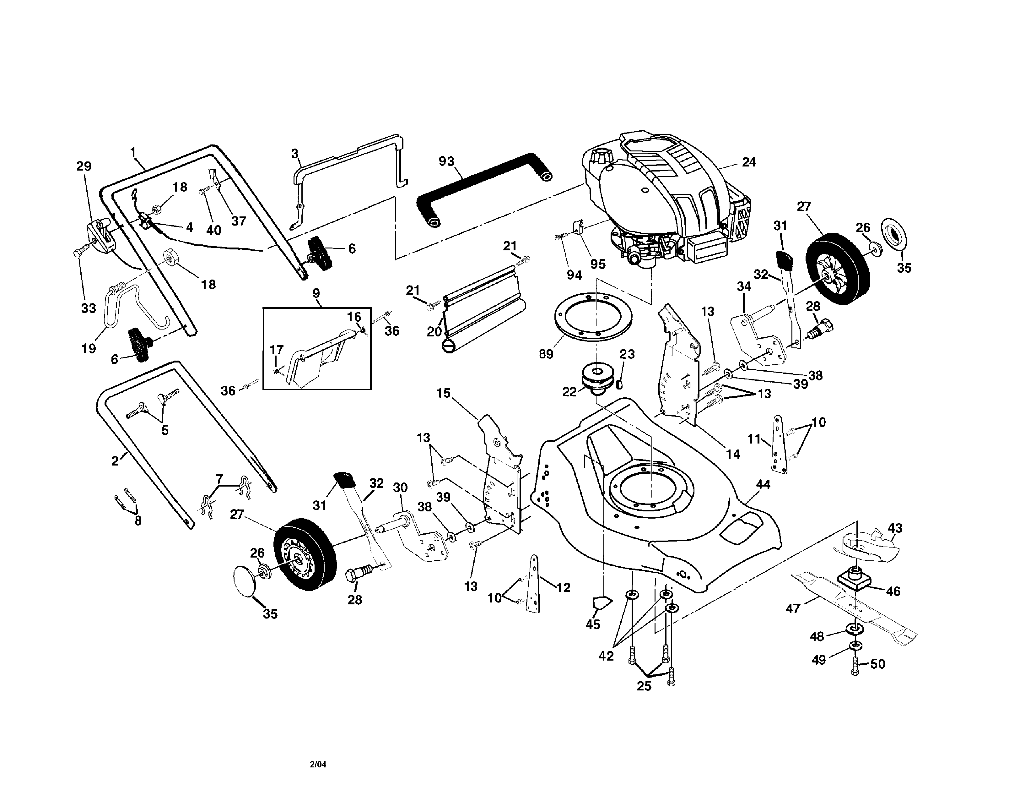 Craftsman 917378641 engine/handle/housing diagram