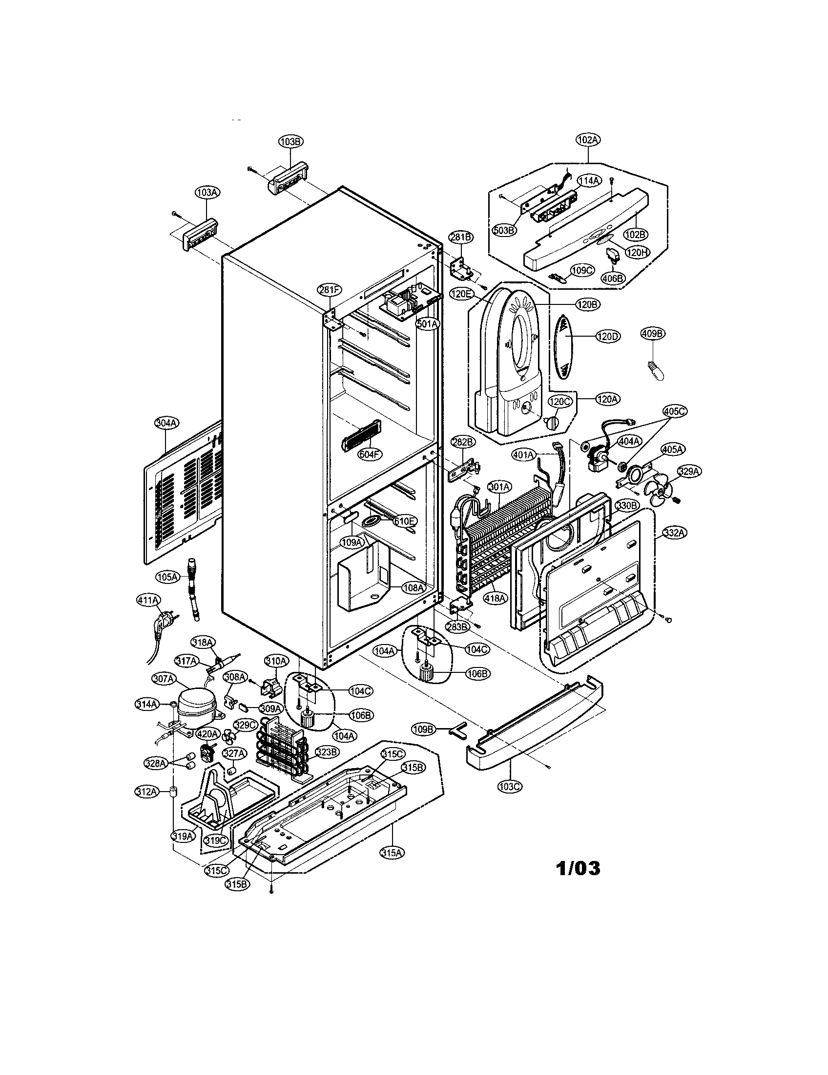LG LRBP1031W cabinet diagram