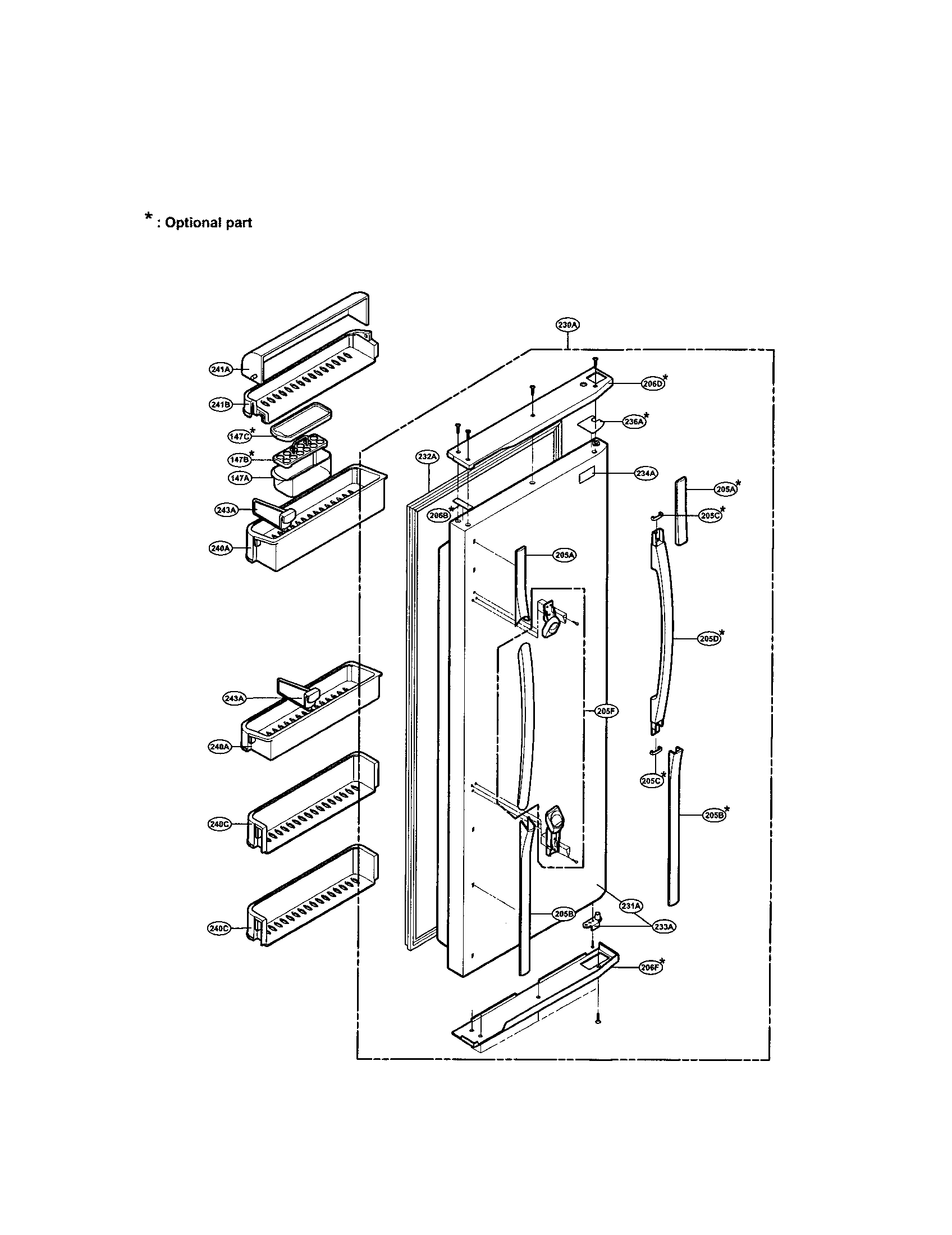 LG LRSPC2031BK refrigerator door diagram