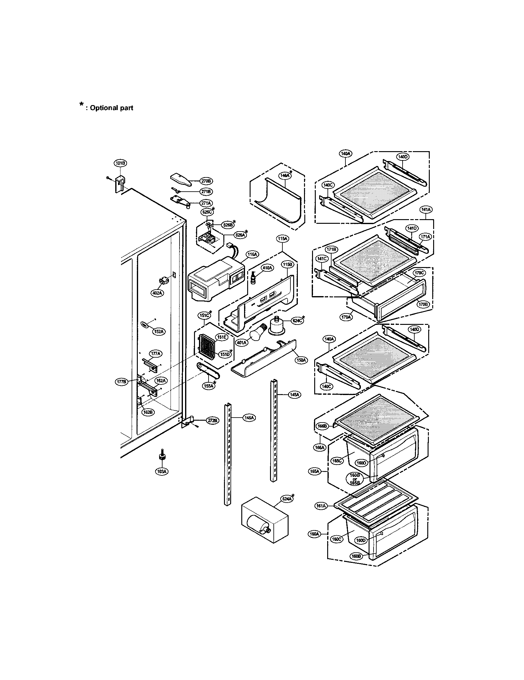 LG LRSPC2031BK refrigerator compartment diagram