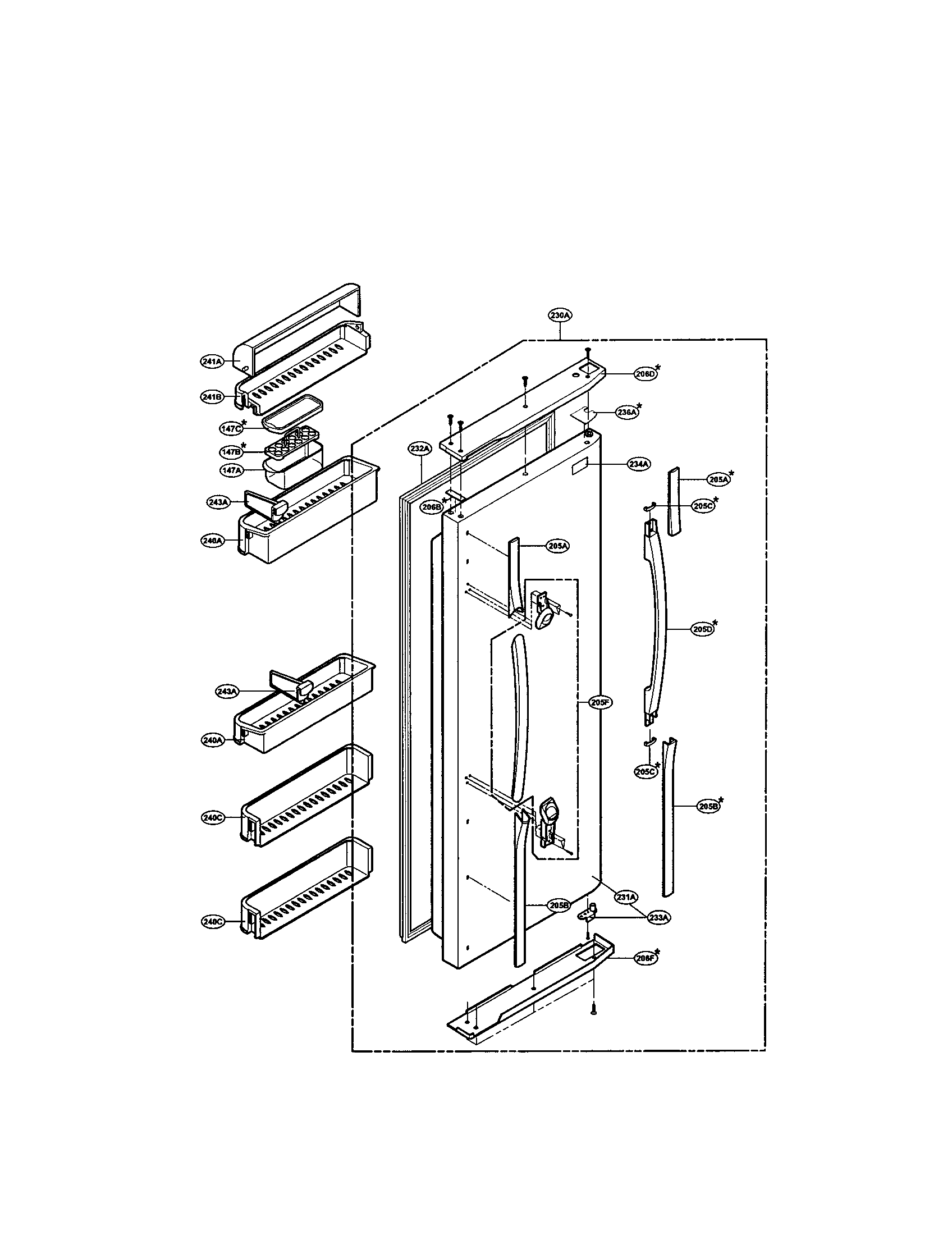 LG LRSPC2331BS refrigerator door diagram