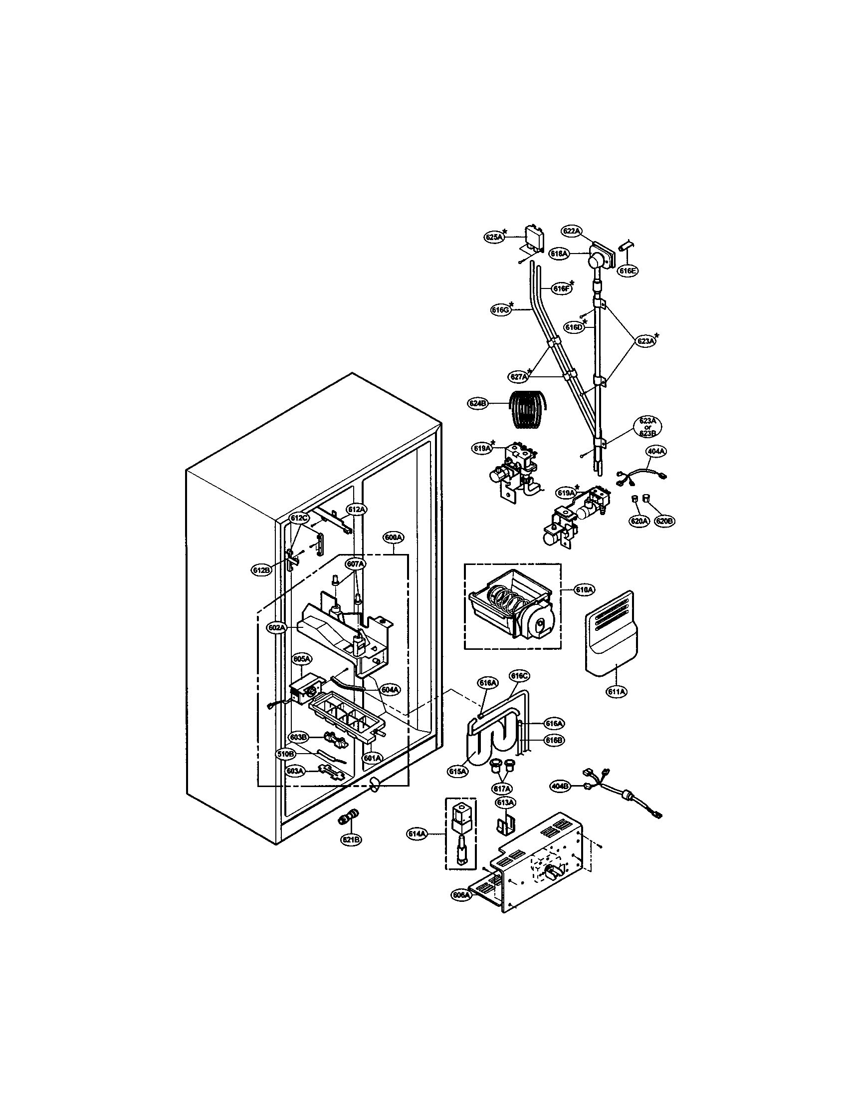 LG LRSPC2331BS freezer section diagram