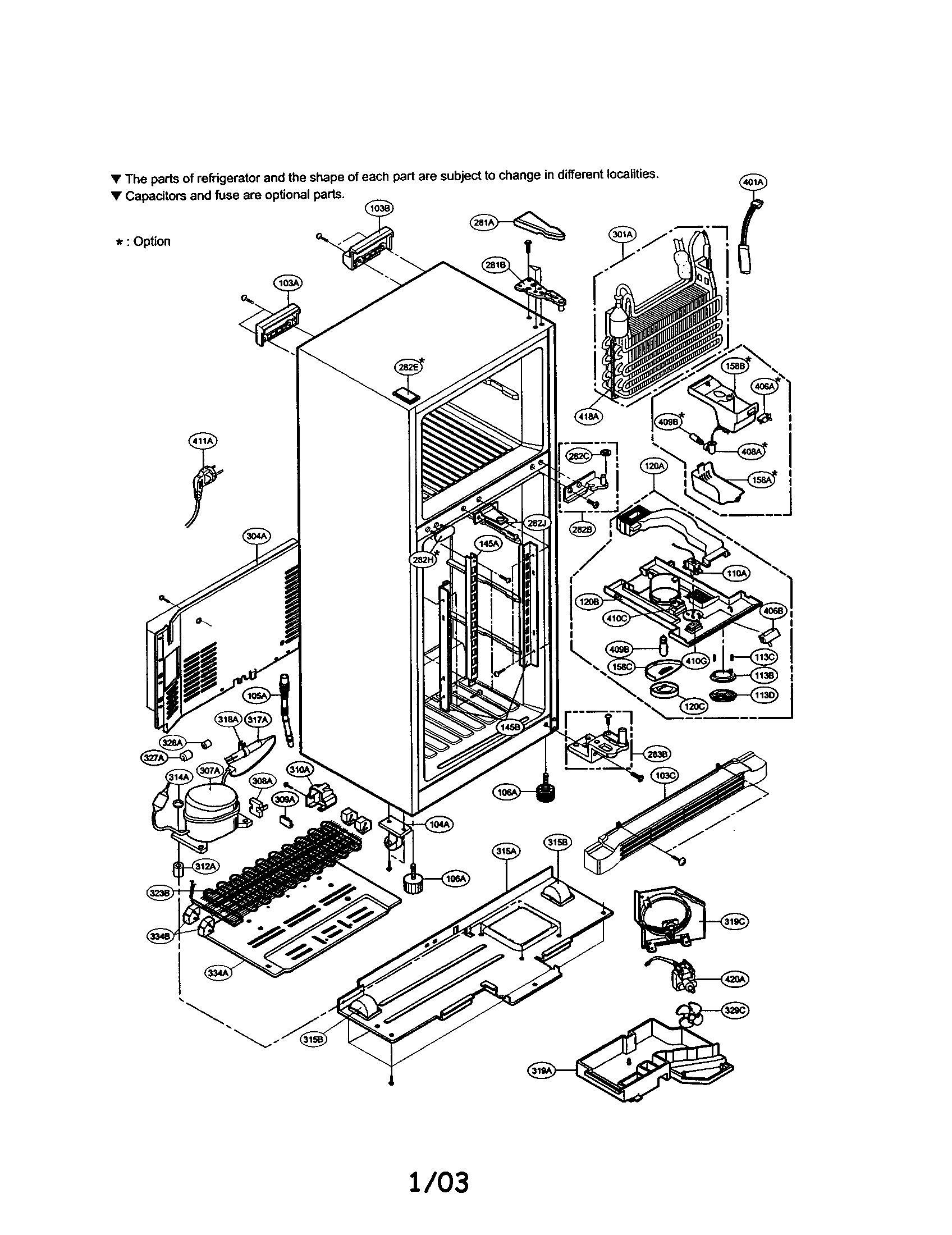 LG LRTB2023W cabinet diagram