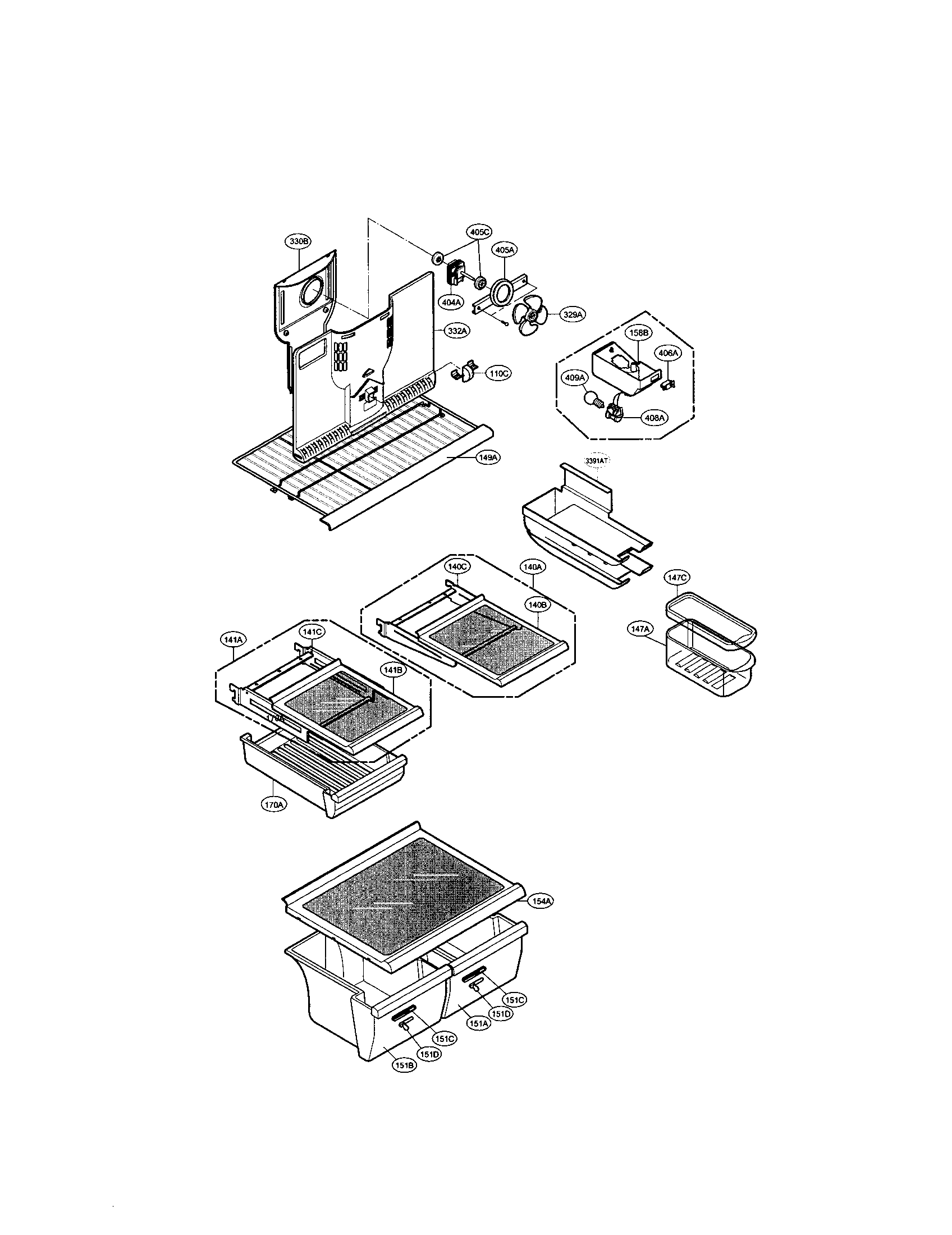 LG LRTBC2025T shelves and fan diagram