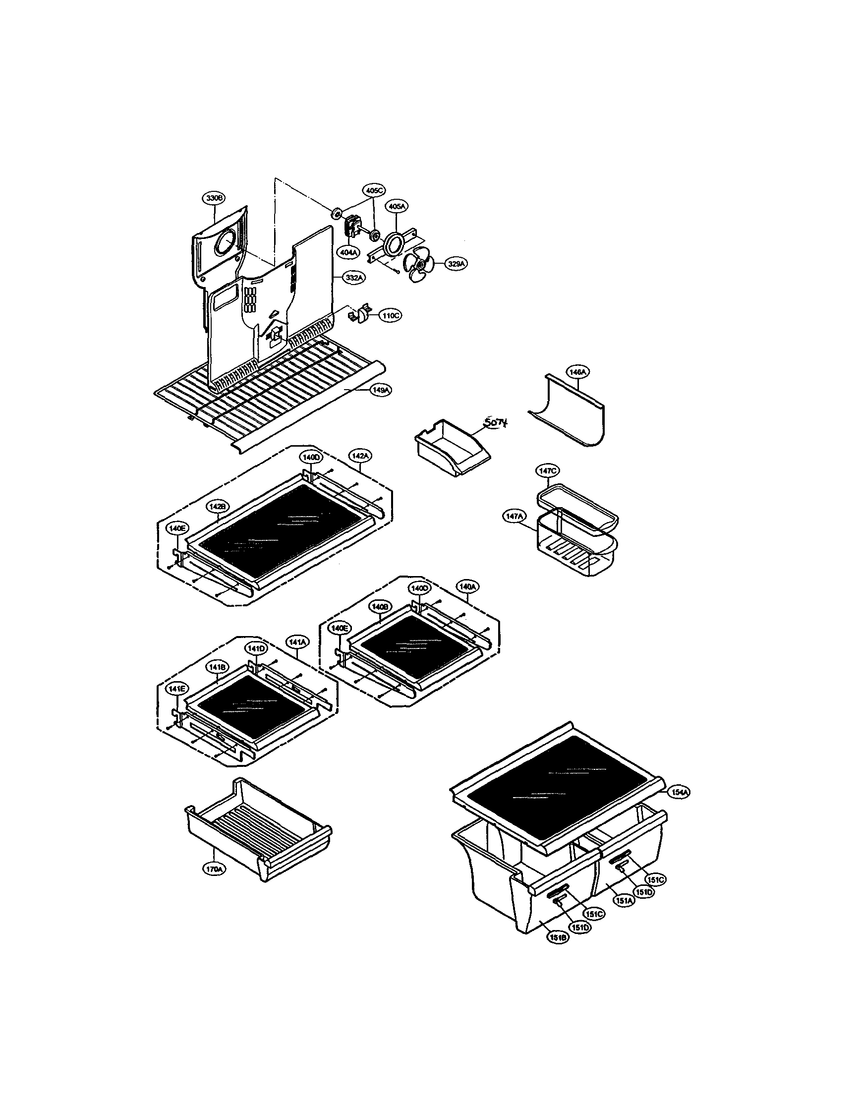 LG LRTB1821BS shelves and fan diagram