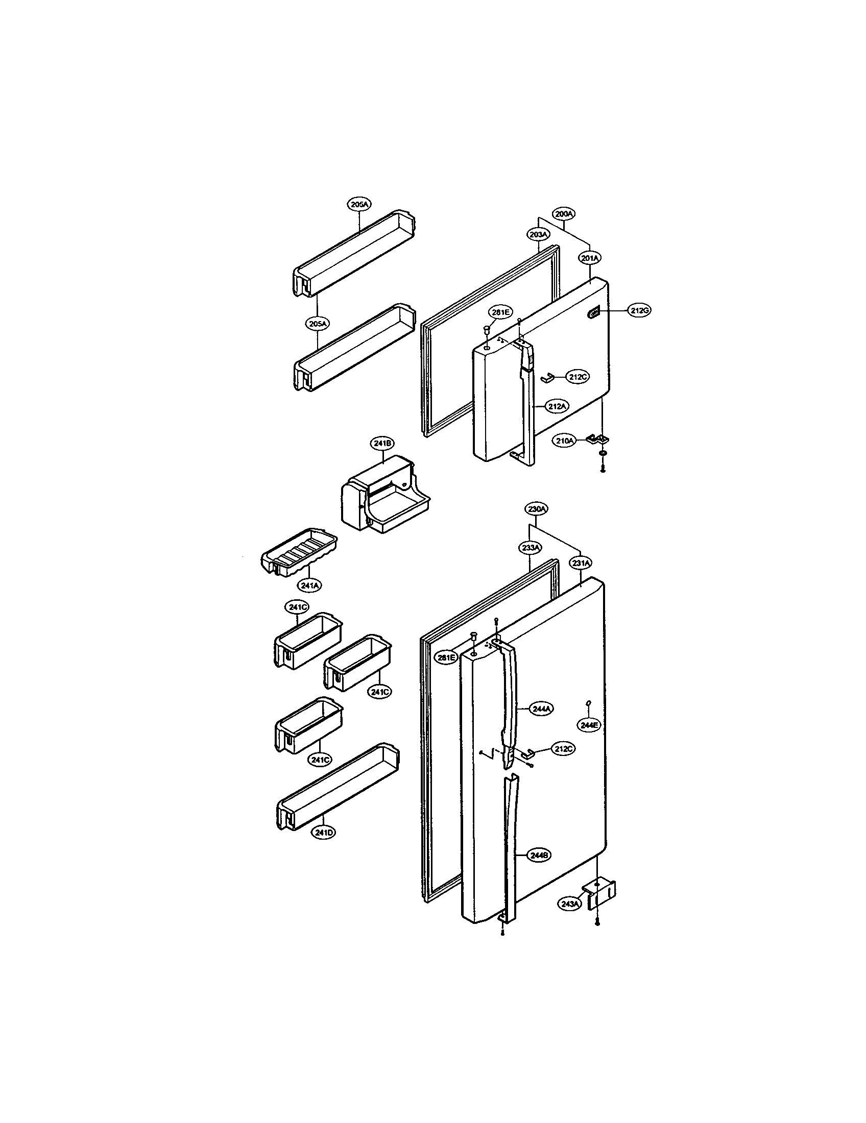 LG LRTB1821BS door and shelves diagram