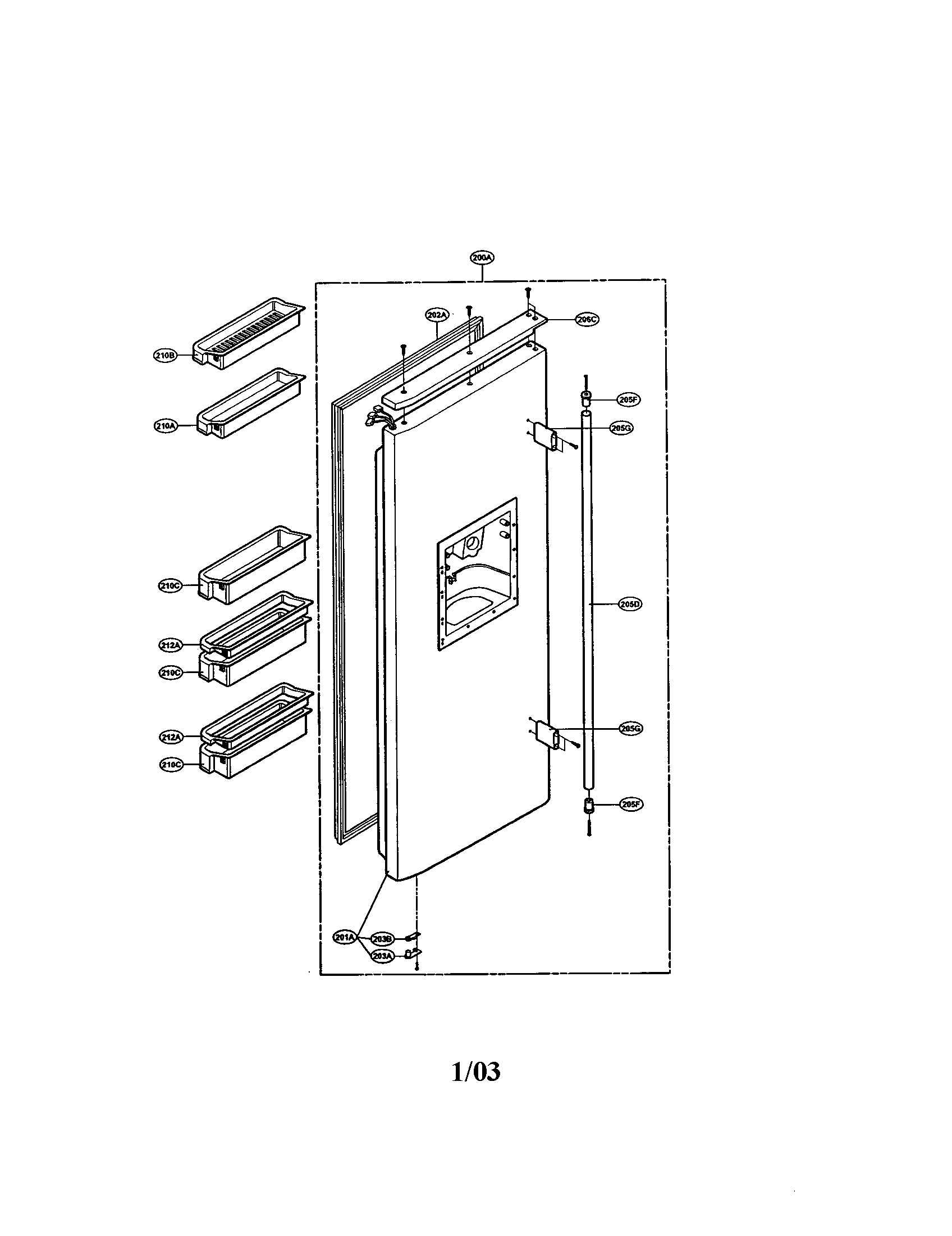 LG LRSPC2661T freezer door diagram