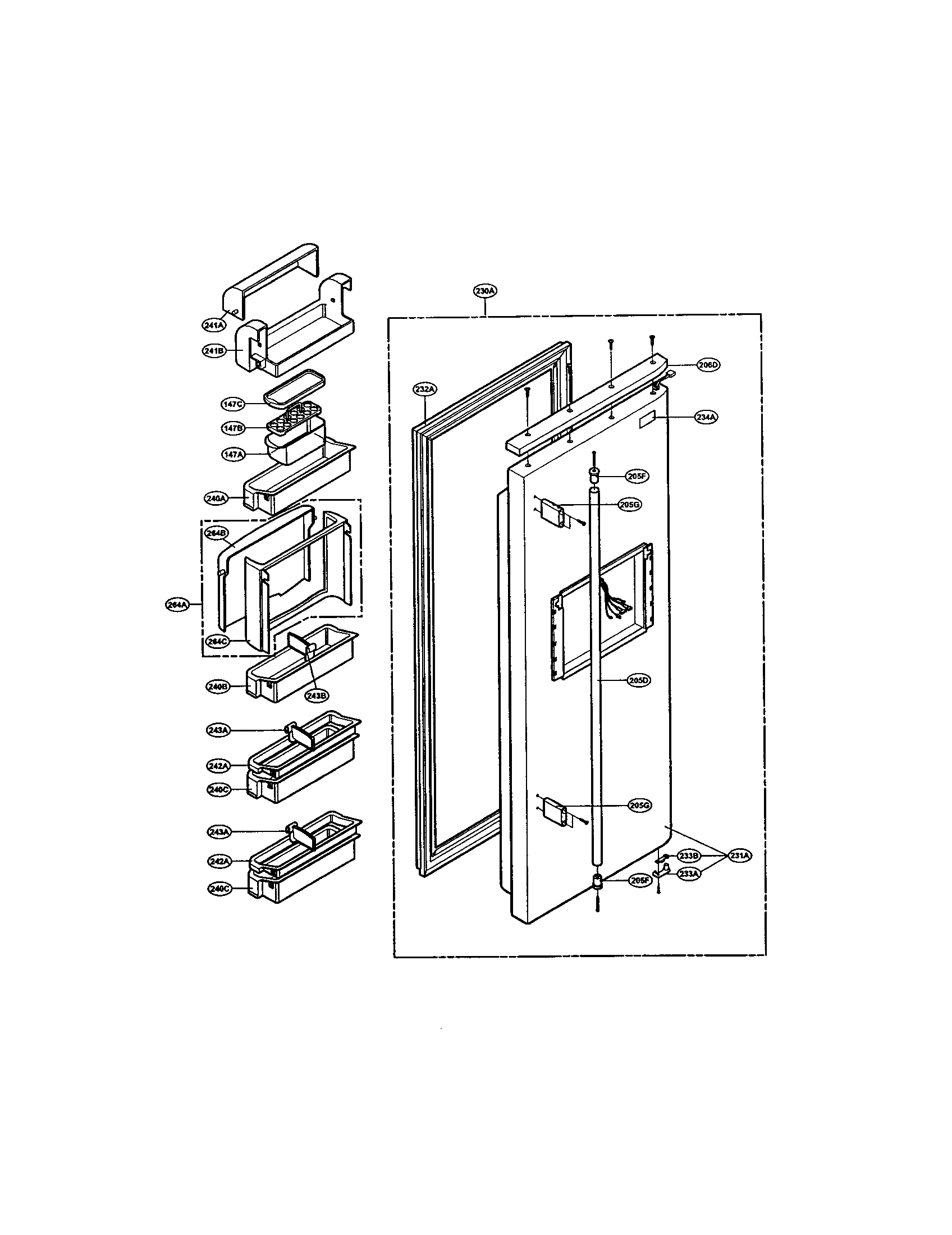 LG LRSPC2661T refrigerator door diagram