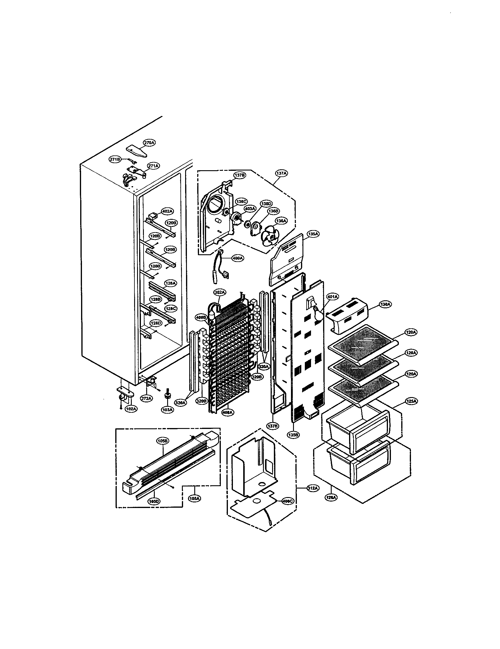 LG LRSPC2661T refrigerator compartment diagram