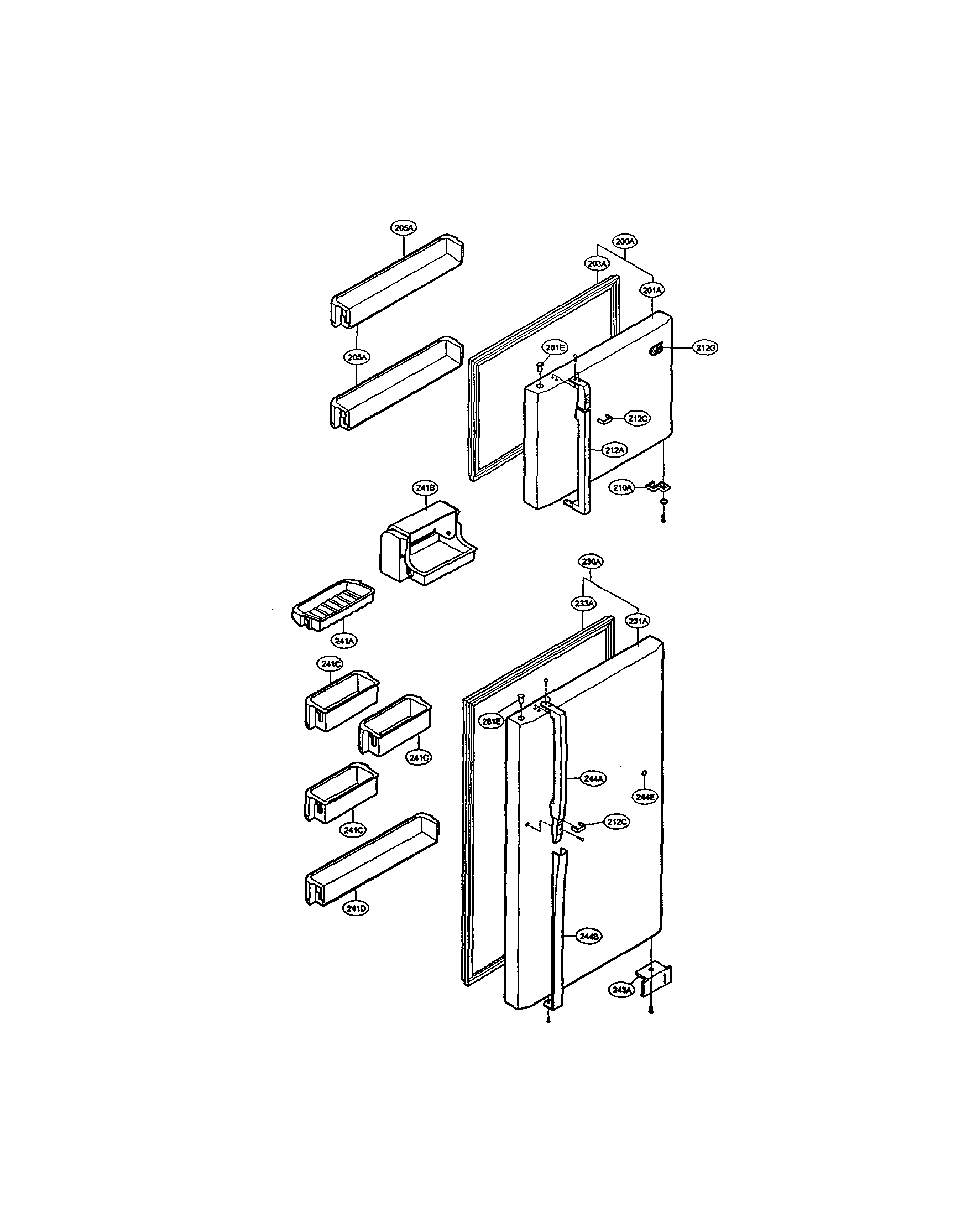 LG LRTB1821BK door and shelves diagram