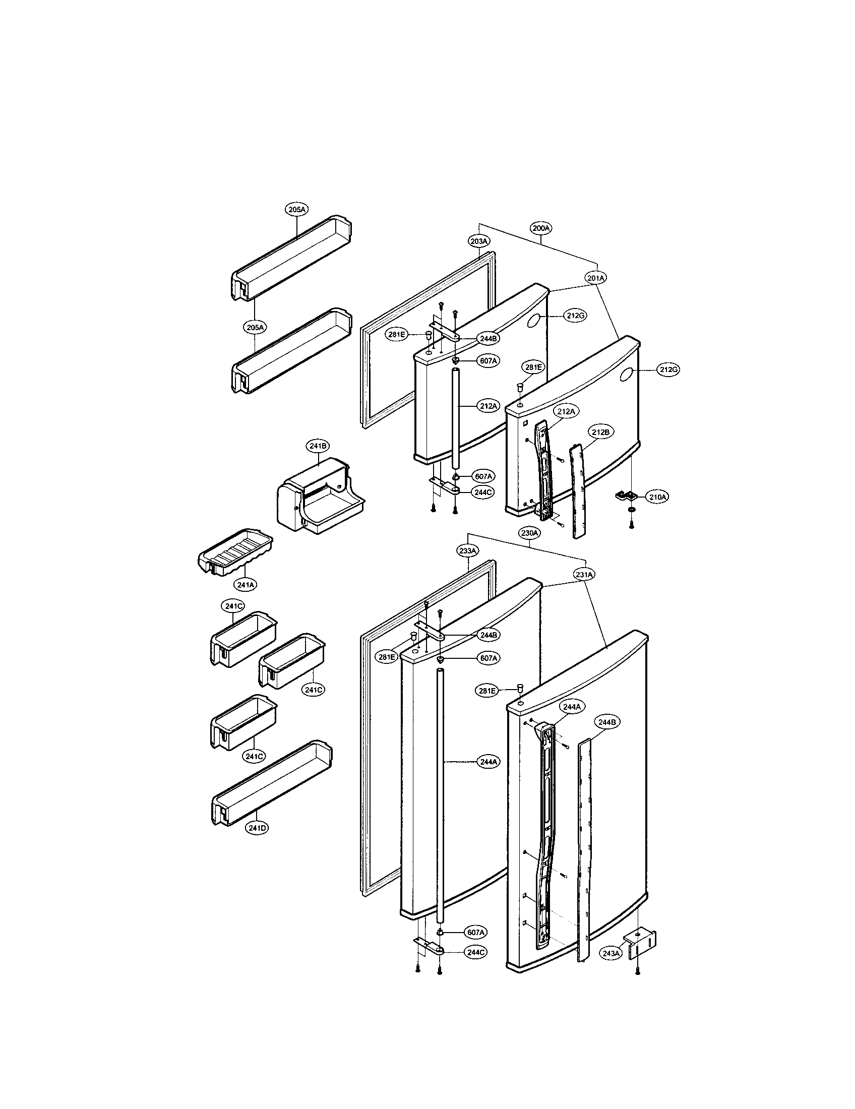 LG LRTBC1821BS door and shelves diagram