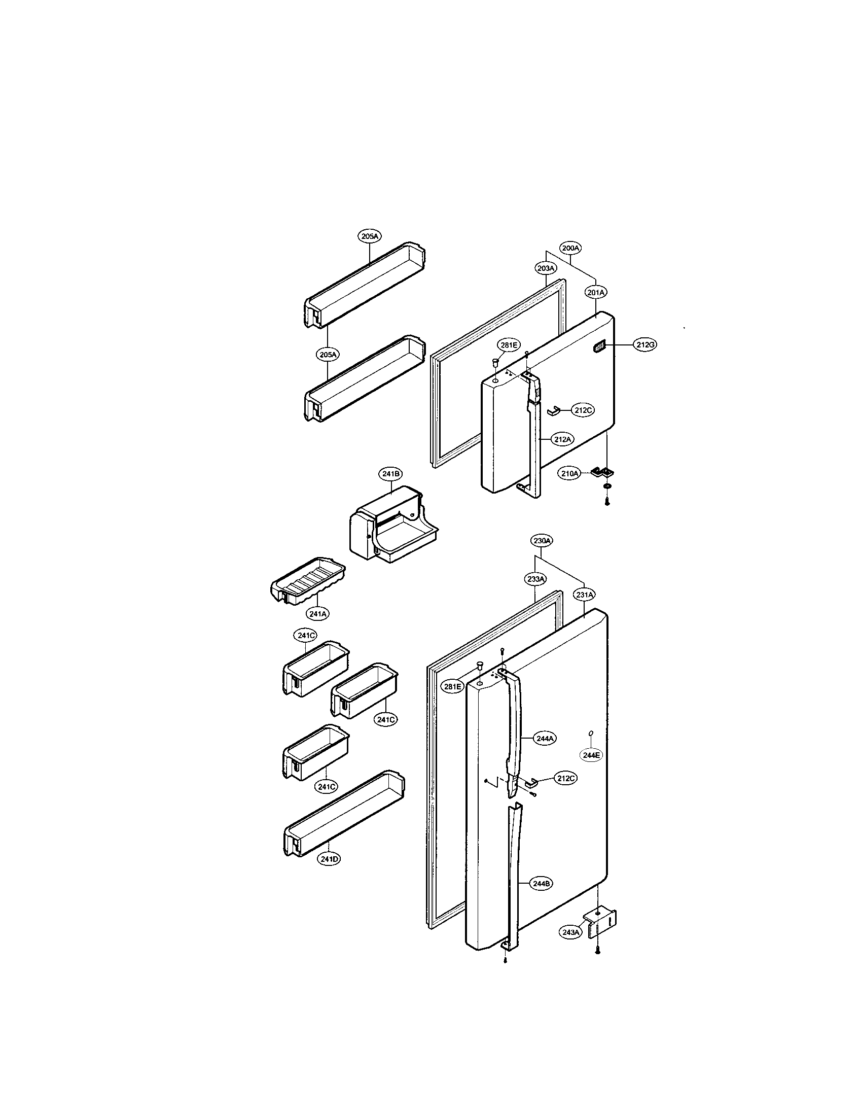 LG LRTBC2021W door and shelves diagram