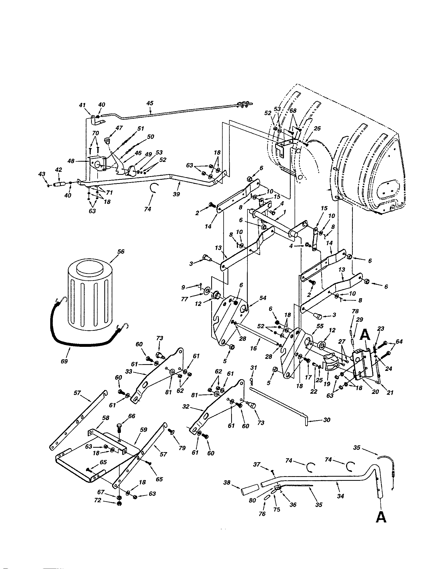 Craftsman 48624853 lift shaft assembly diagram