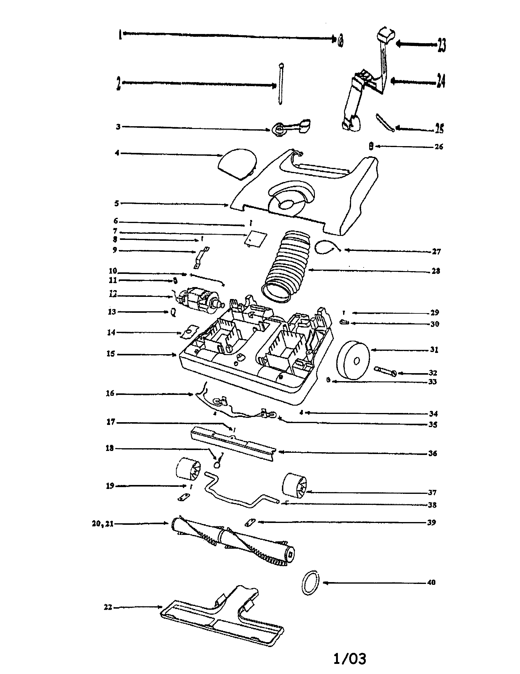 Eureka 6436AT hood/motor/base/cam diagram