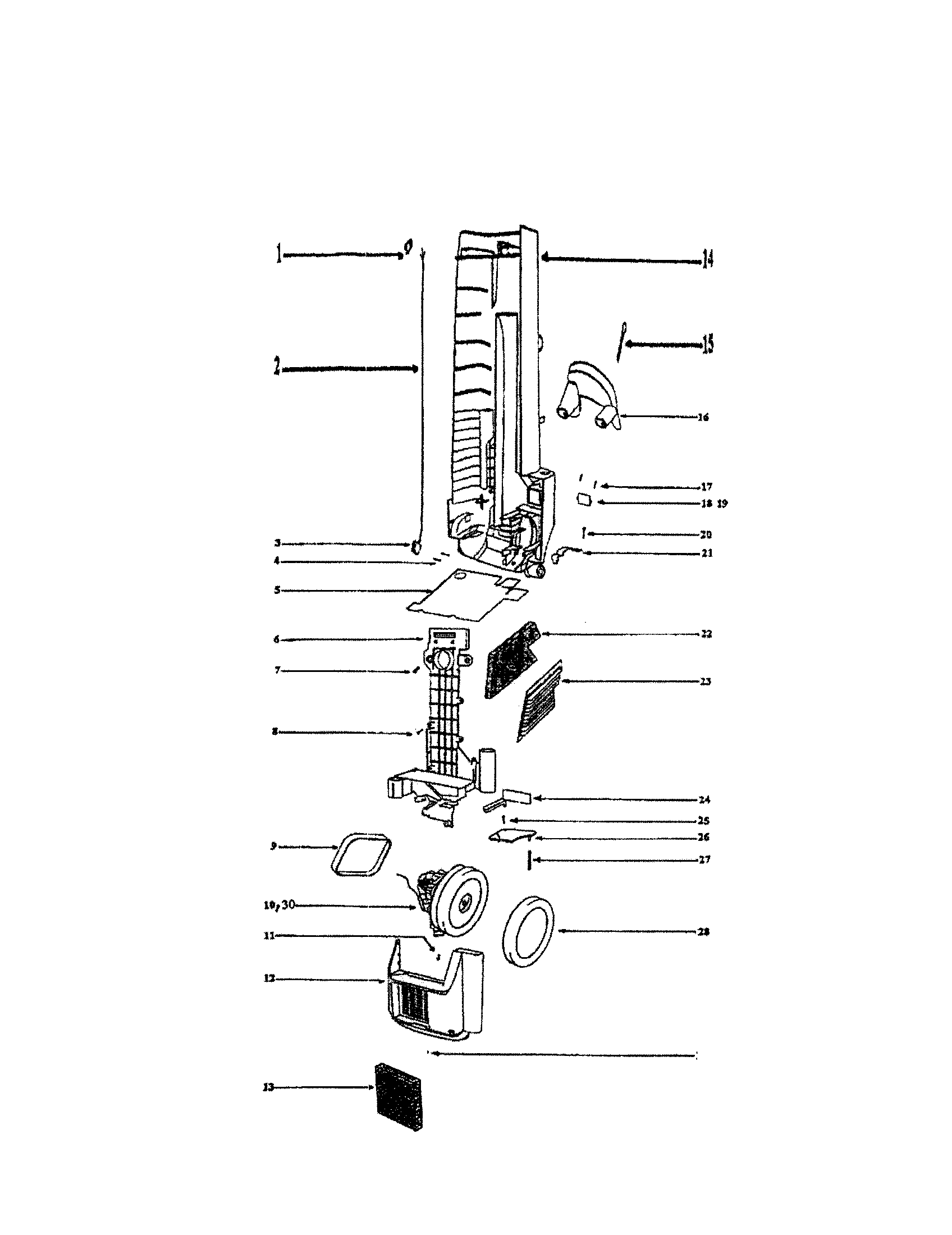 Eureka 6436AT motor cover/rear housing diagram