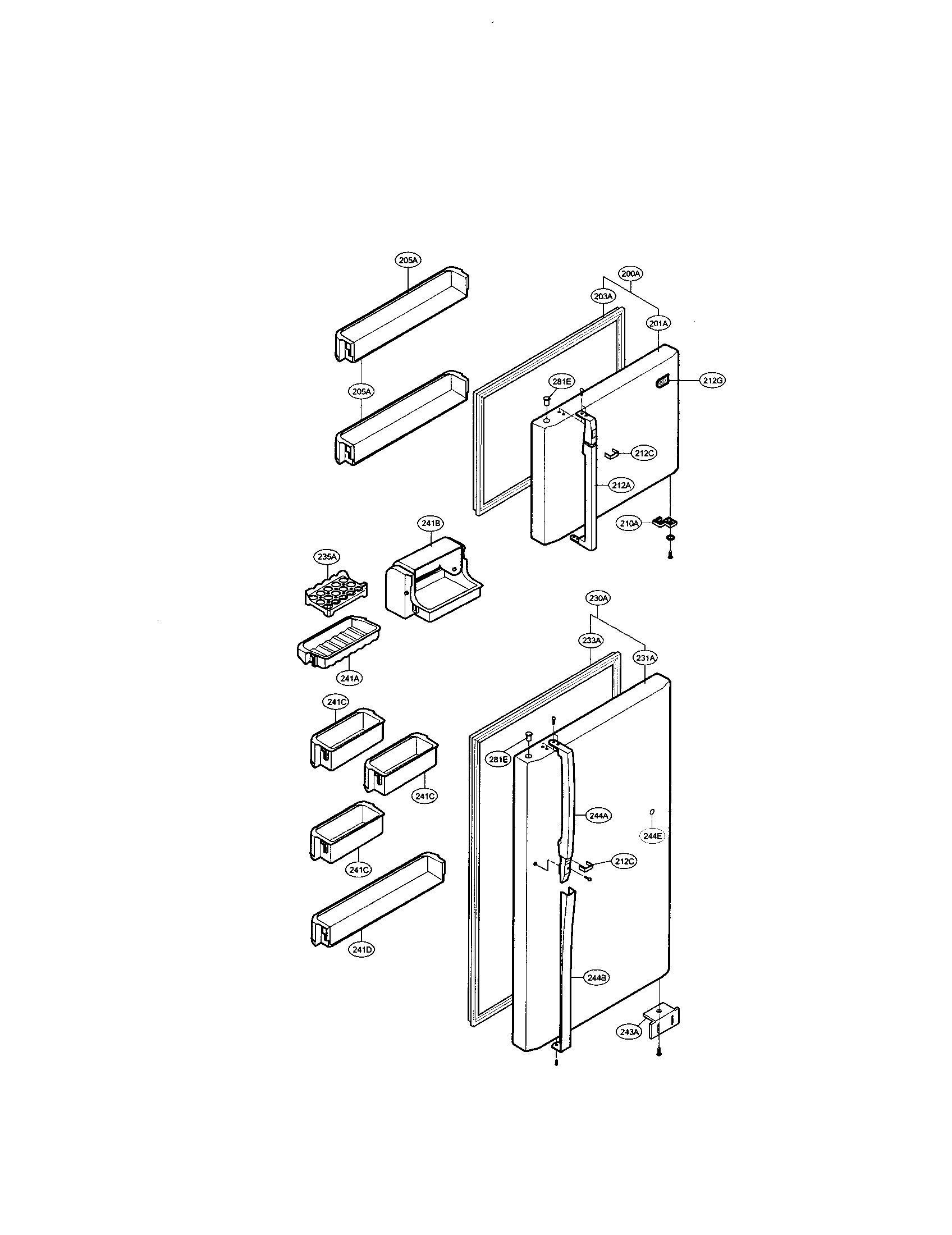 LG LRTPC1831W door and shelving diagram