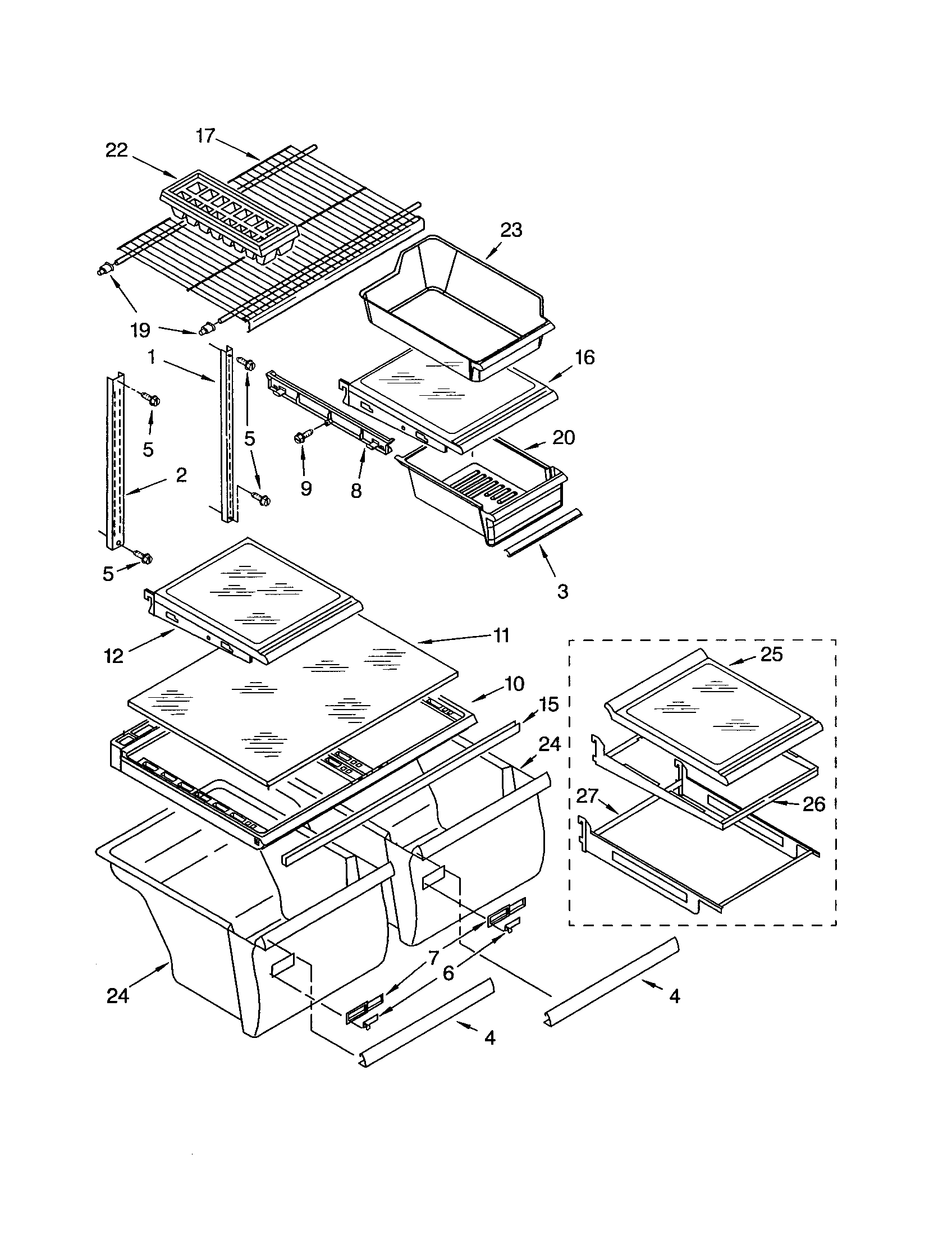 Kenmore 10661184101 shelf diagram