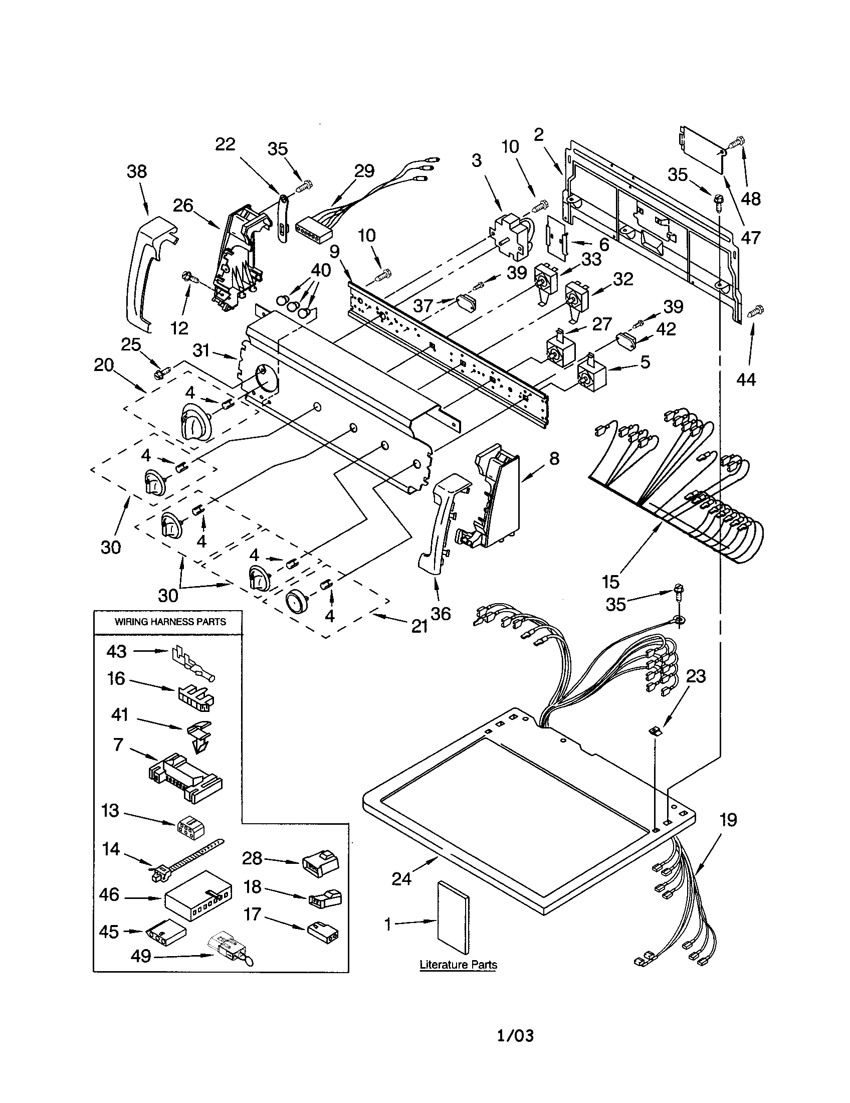 Kenmore 11072974103 top and console diagram