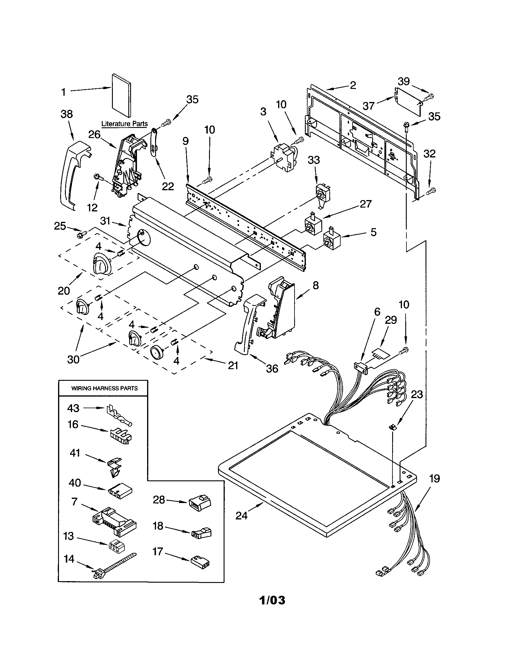 Kenmore 11073014102 top and cabinet diagram