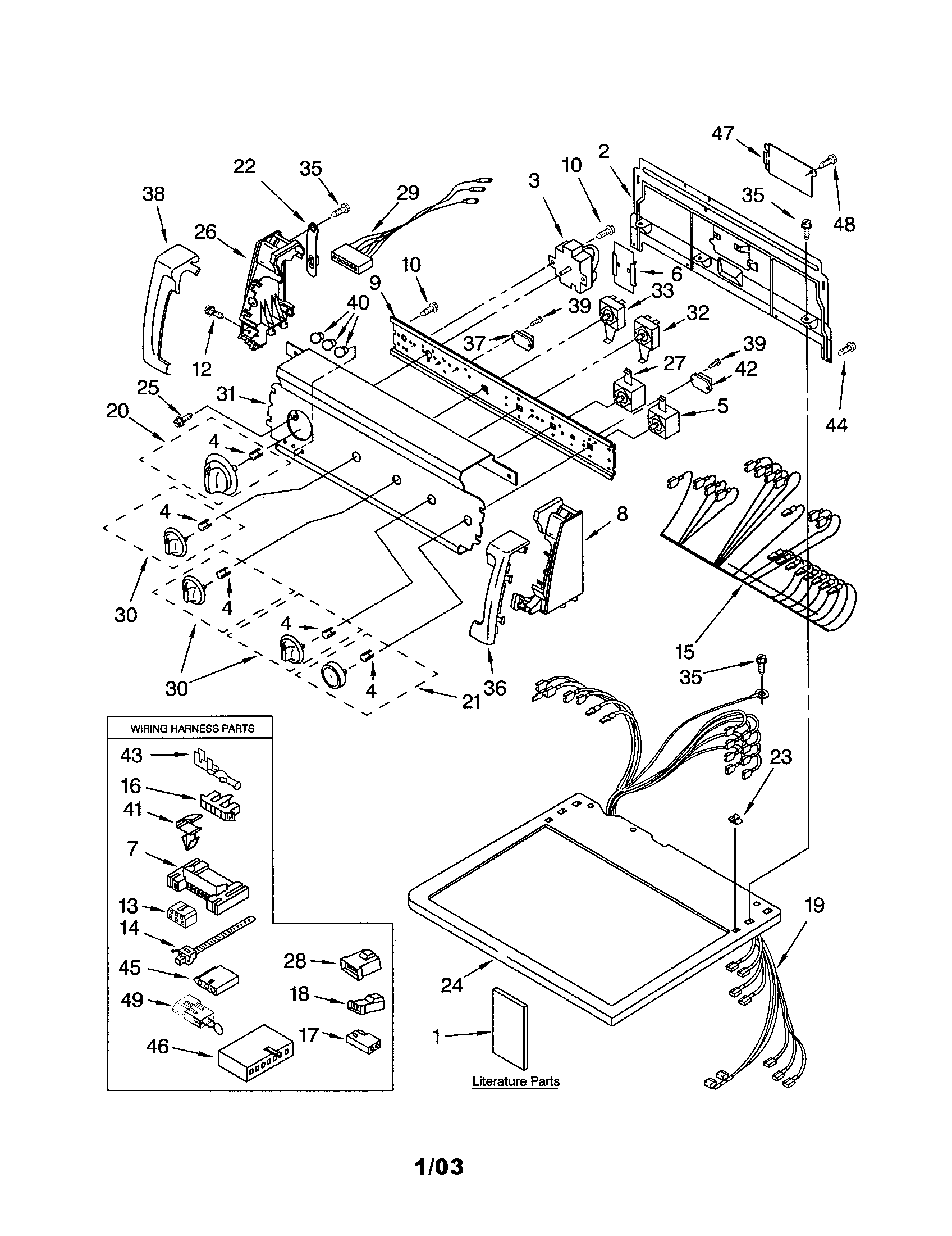 Kenmore 11072996102 top and console diagram
