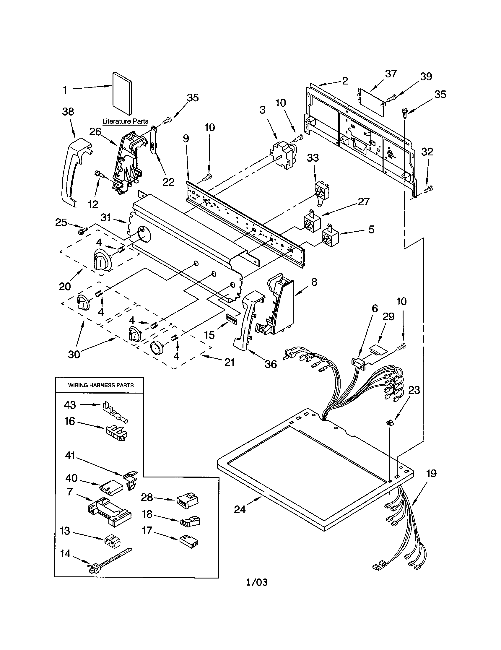 Kenmore 11073034102 top and console diagram