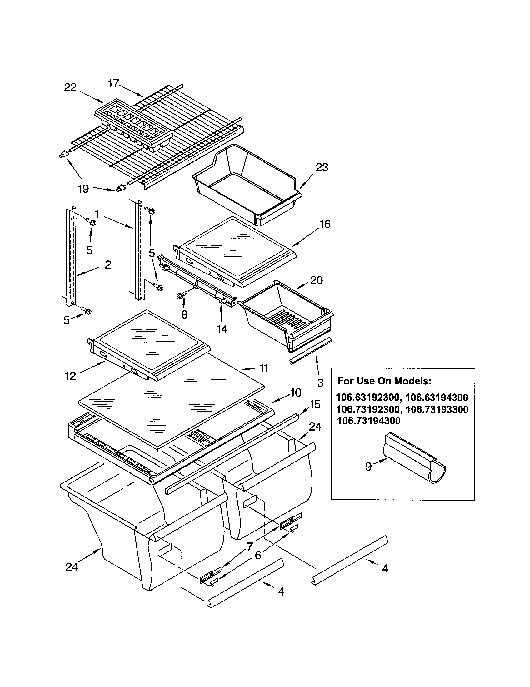 Kenmore 10673192300 shelf diagram