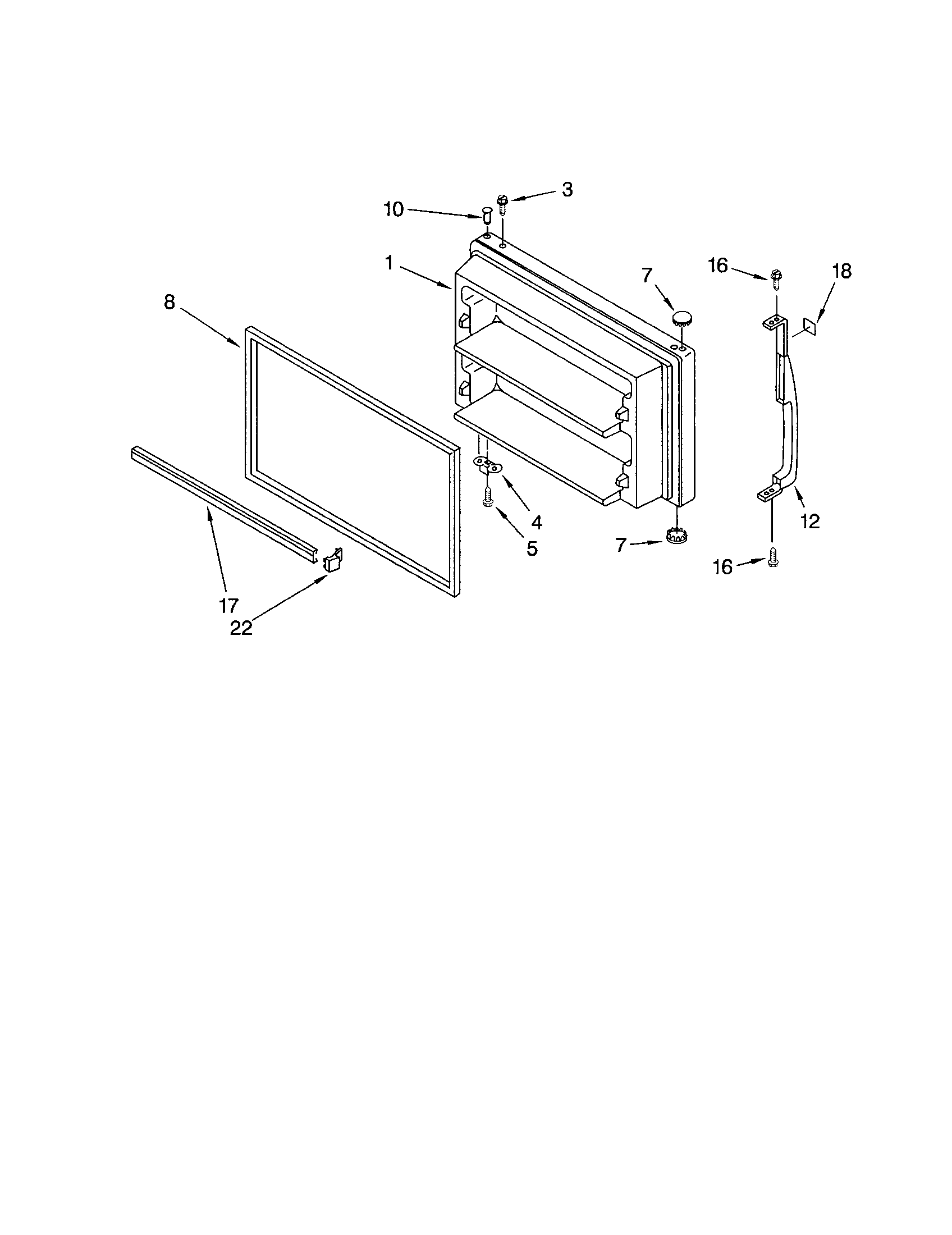 Kenmore 10673154300 freezer door diagram