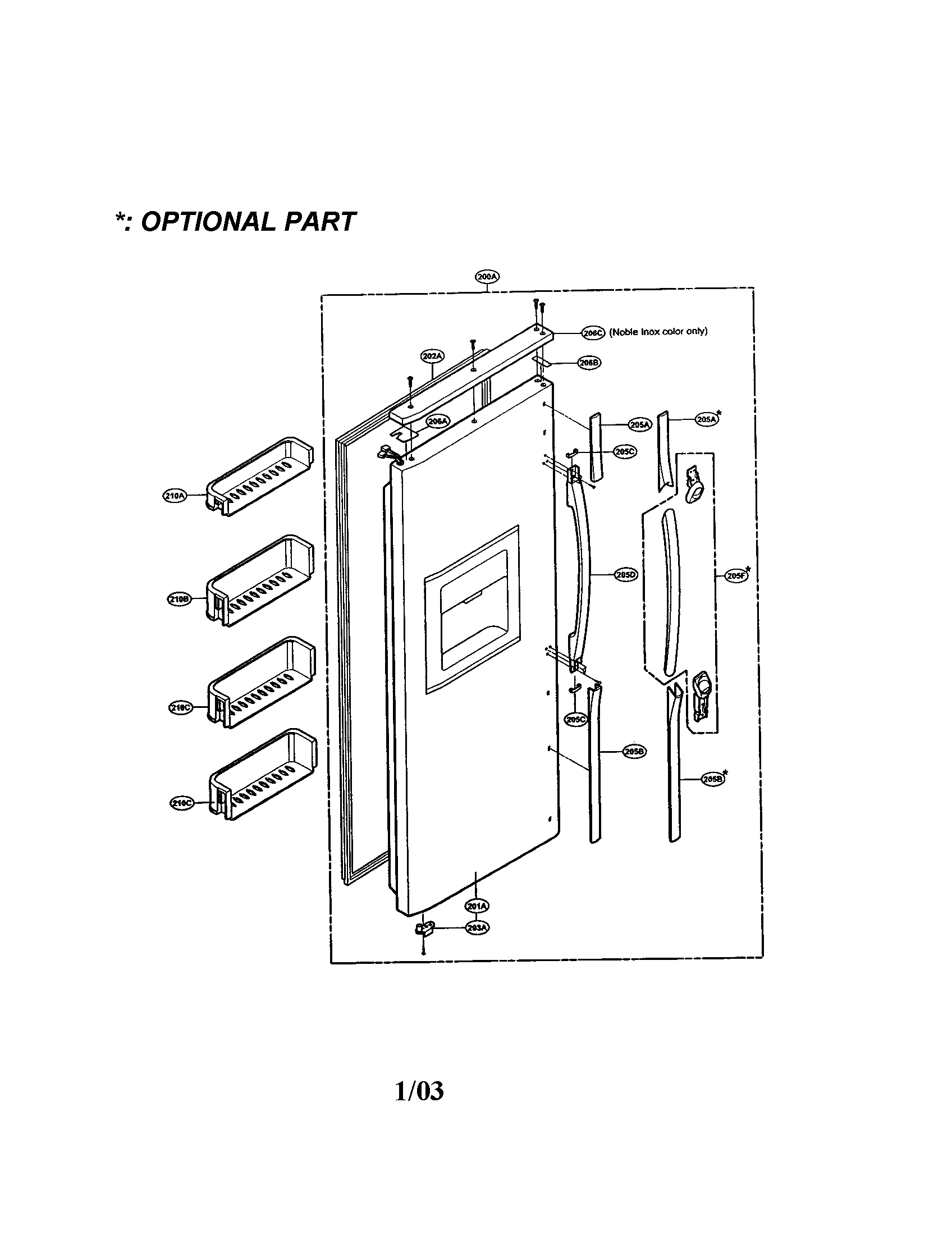 LG LRSPC2331W freezer door diagram