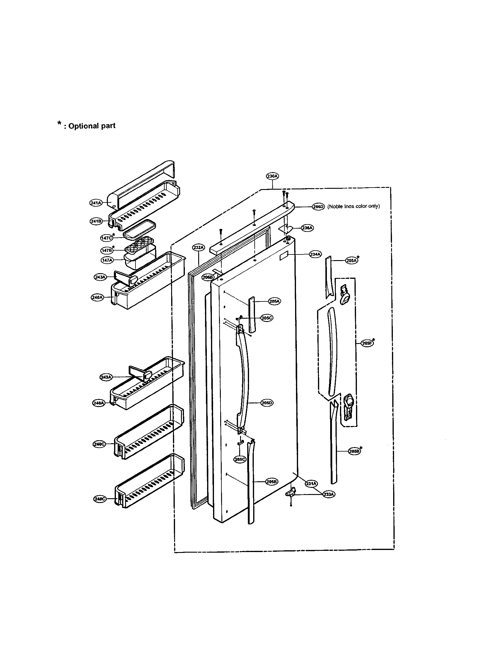 LG LRSPC2331W refrigerator door diagram
