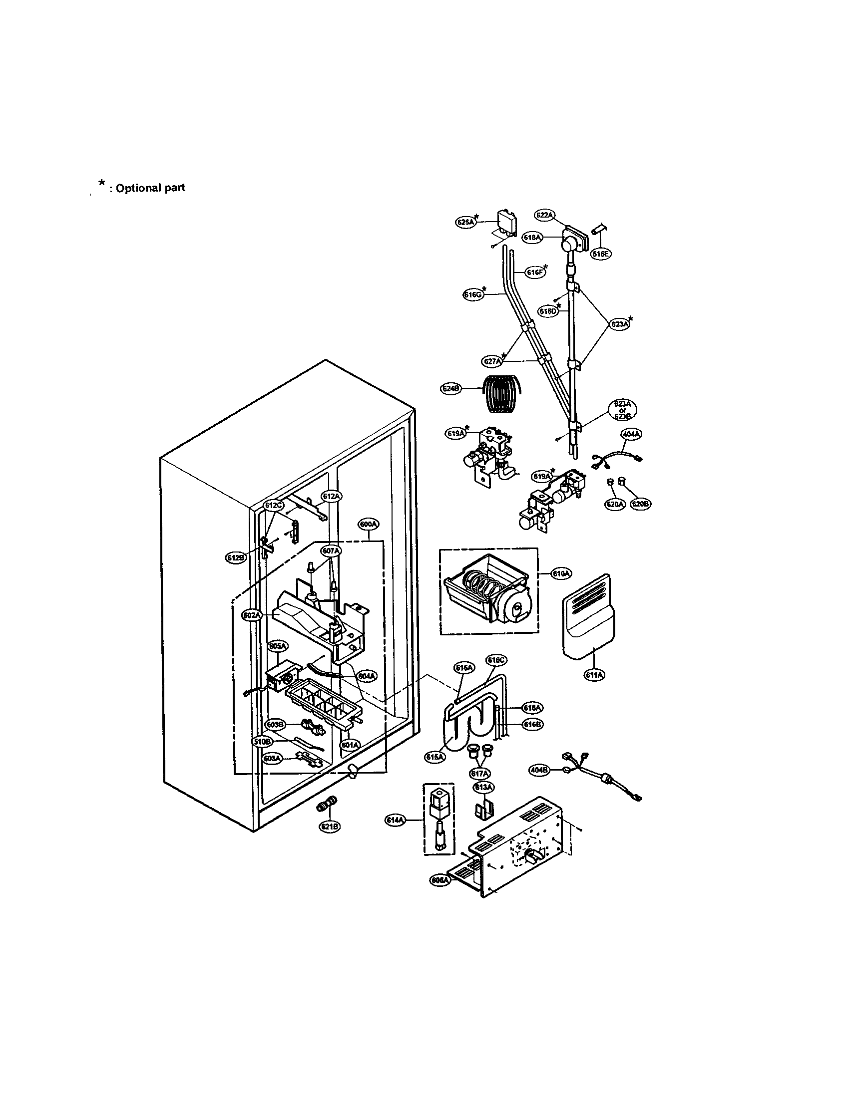 LG LRSPC2331W ice and water diagram