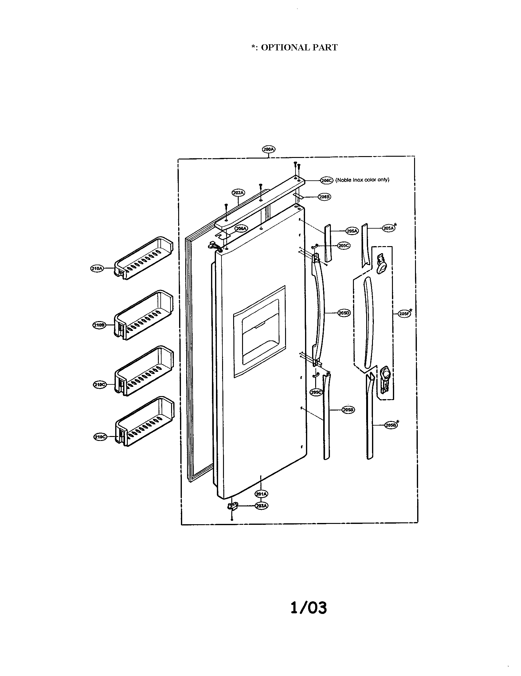 LG LRSPC2331T freezer door diagram