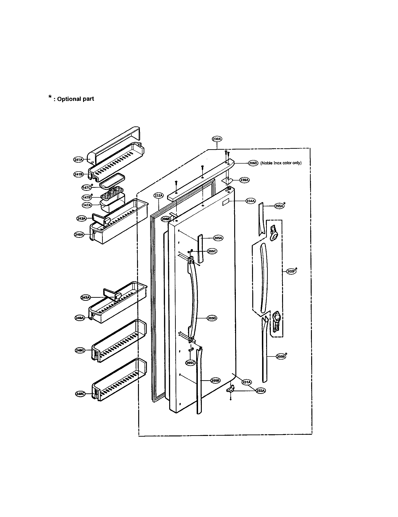 LG LRSPC2331T refrigerator door diagram