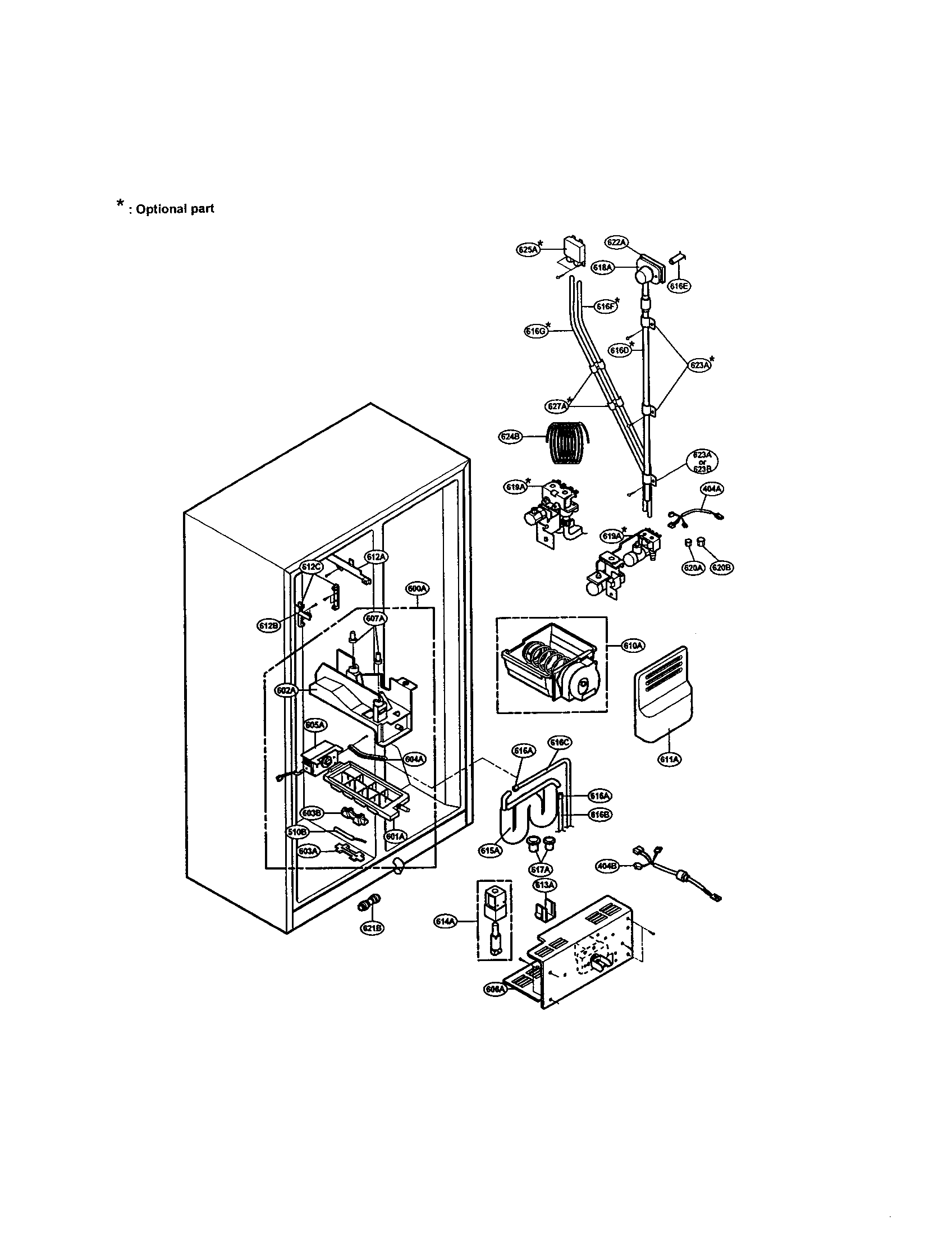 LG LRSPC2331T ice and water diagram