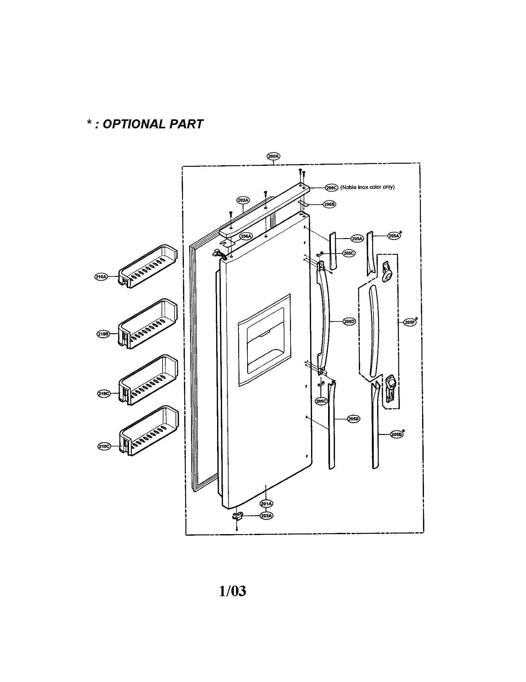 LG LRSPC2031W freezer door diagram
