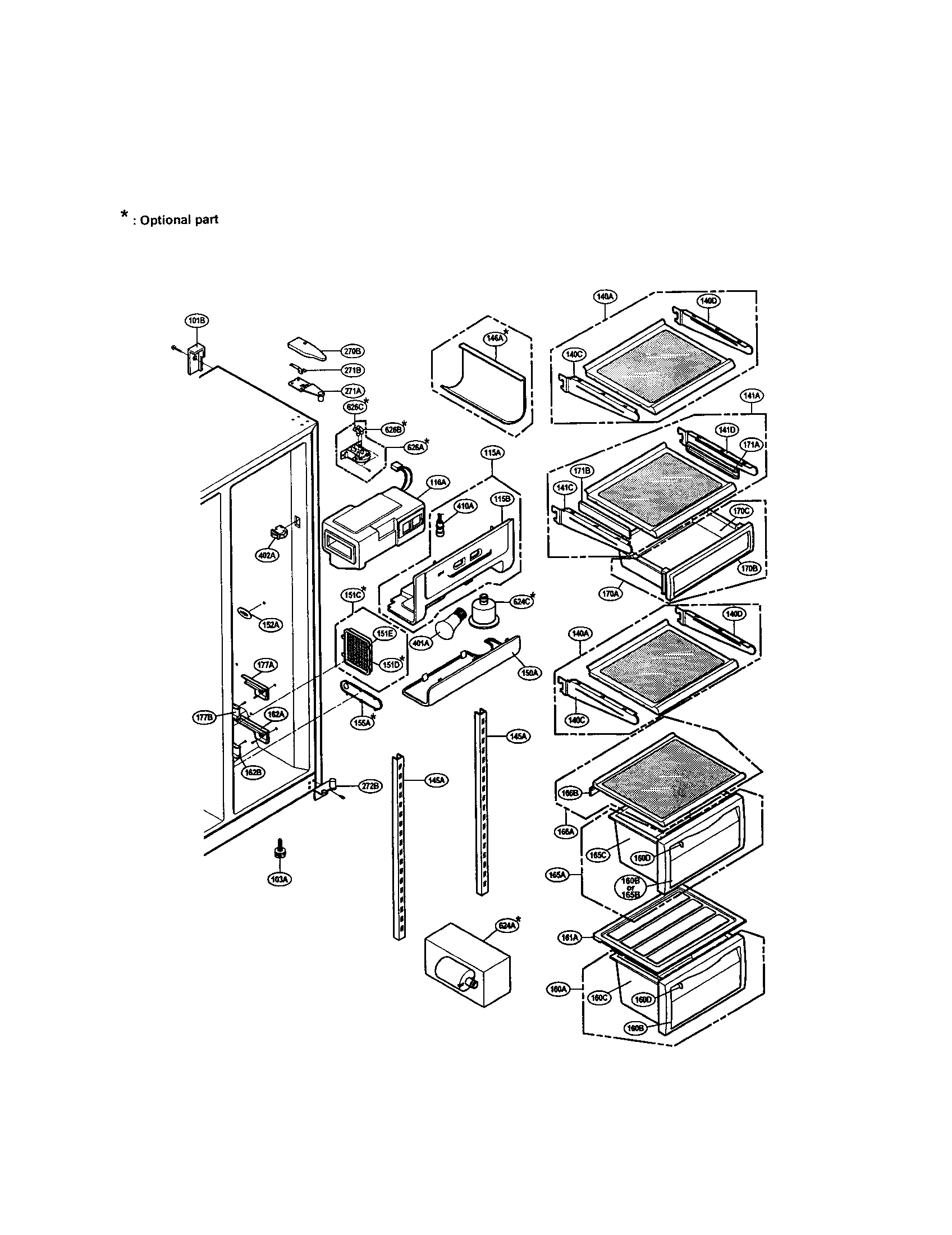LG LRSPC2031W refrigerator compartment diagram