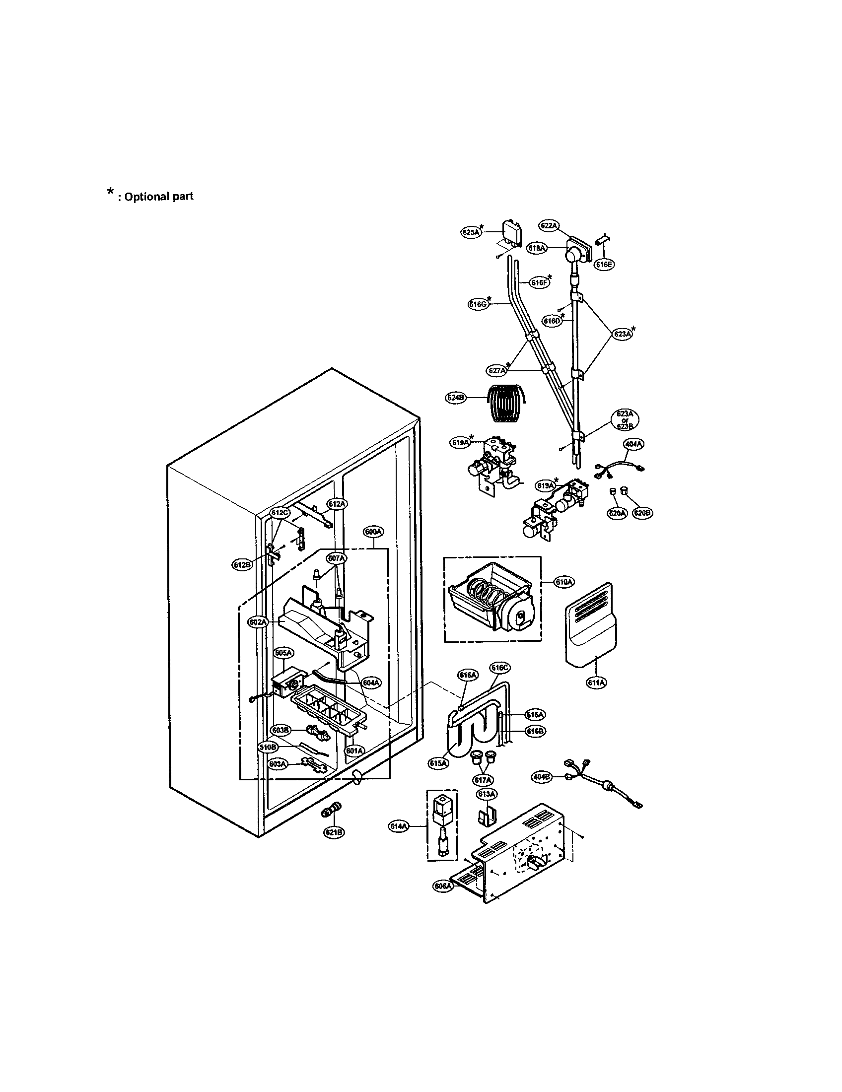 LG LRSPC2031W ice and water diagram