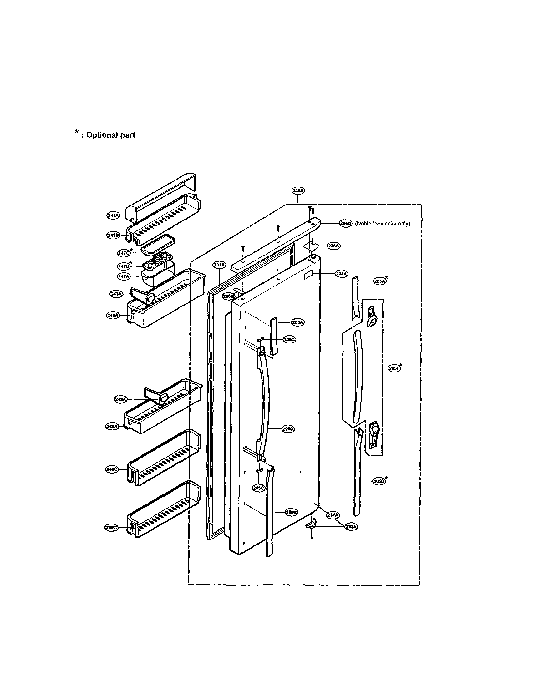 LG LRSPC2031T refrigerator door diagram
