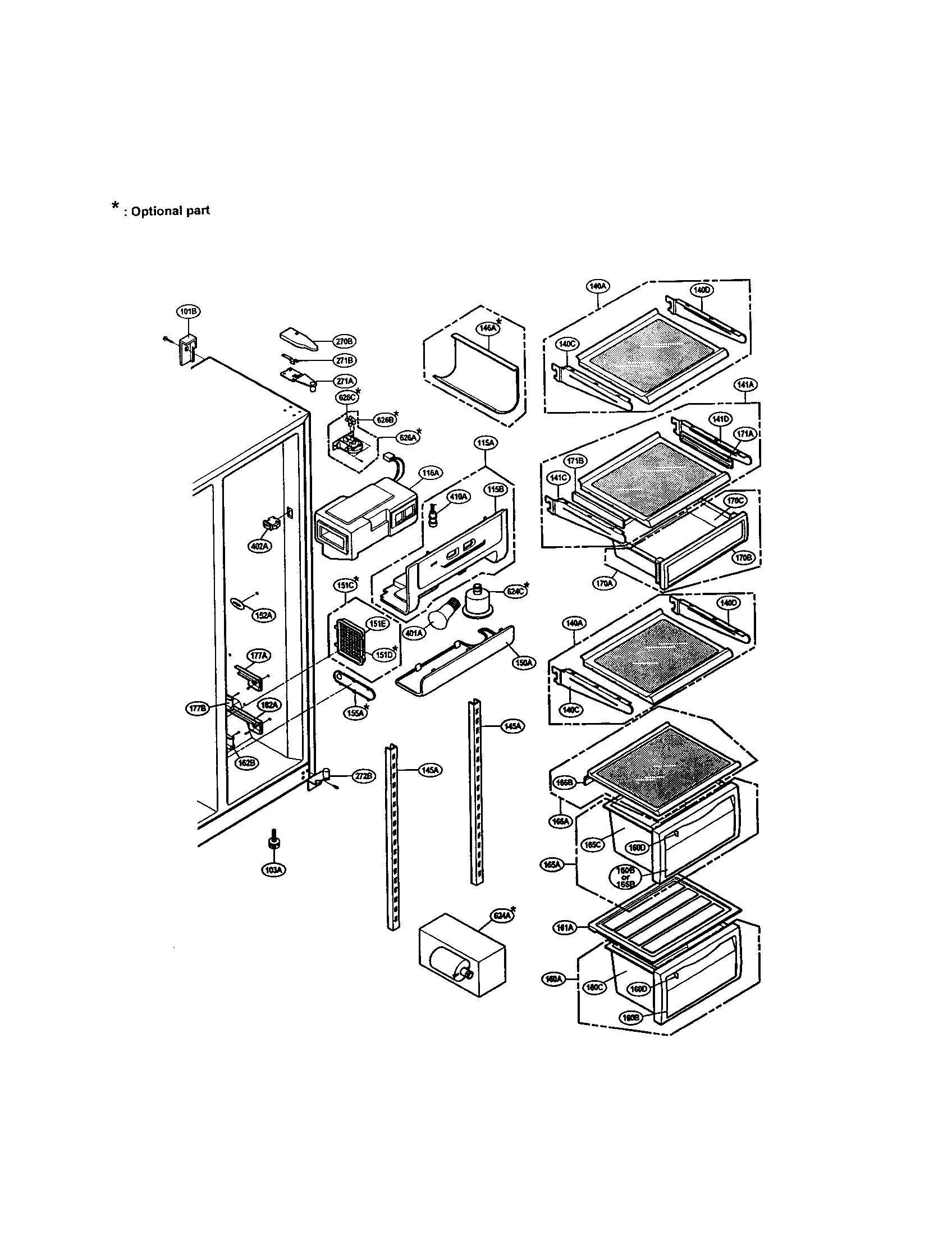 LG LRSPC2031T refrigerator compartment diagram