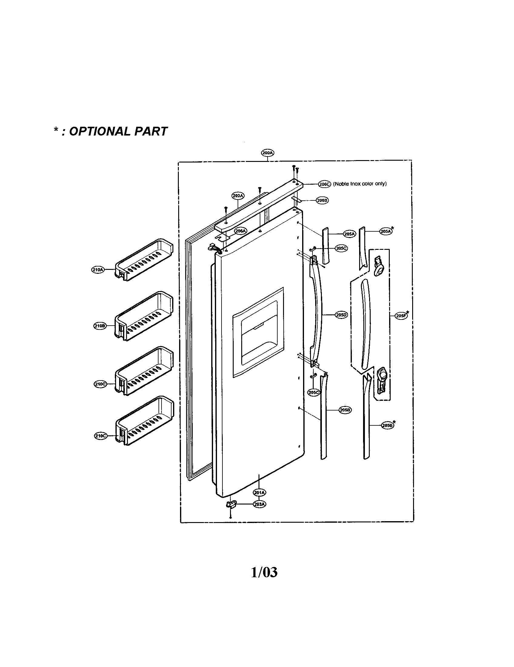 LG LRSPC2051ST freezer door diagram