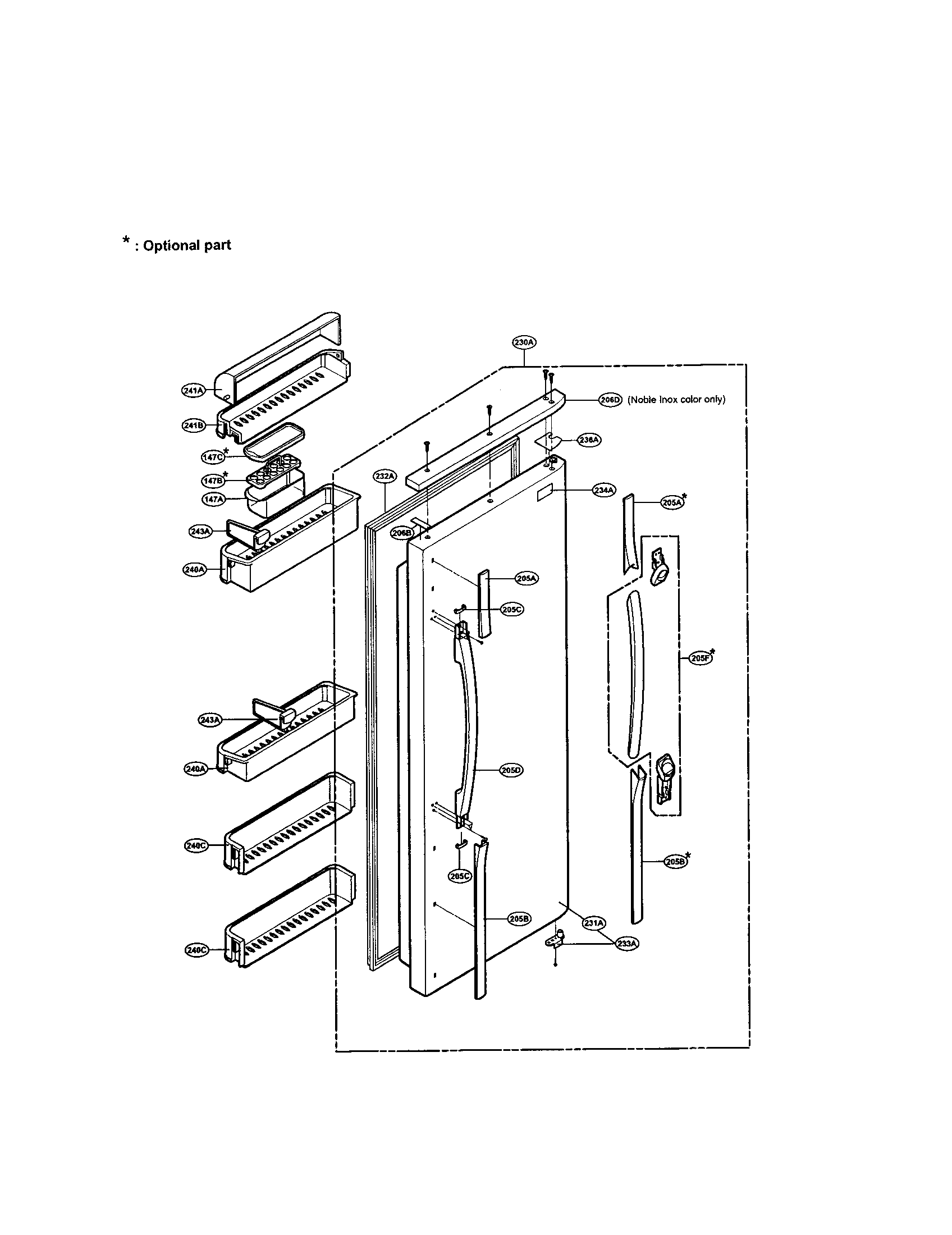 LG LRSPC2051ST refrigerator door diagram