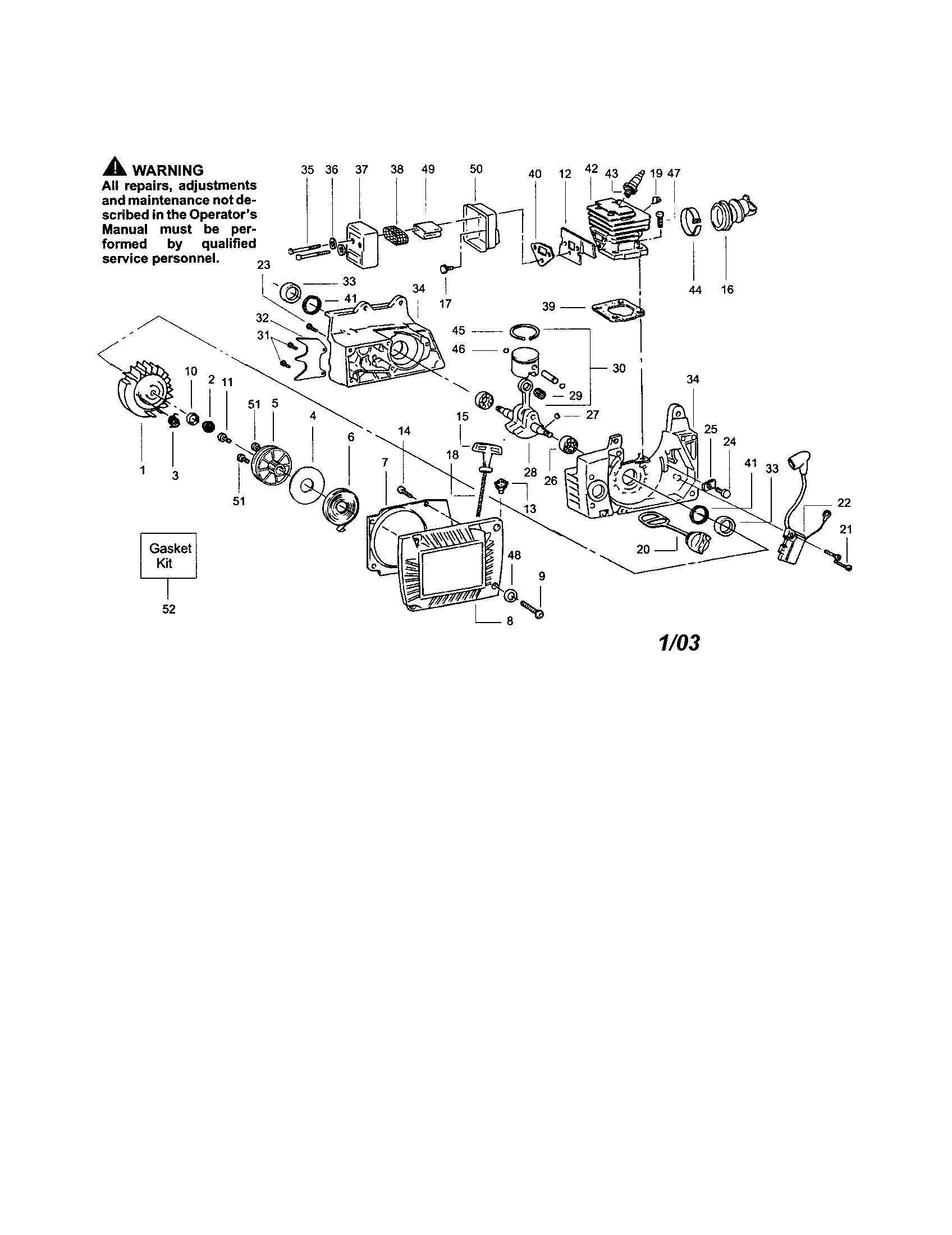 Poulan 3450 cylinder/flywheel diagram