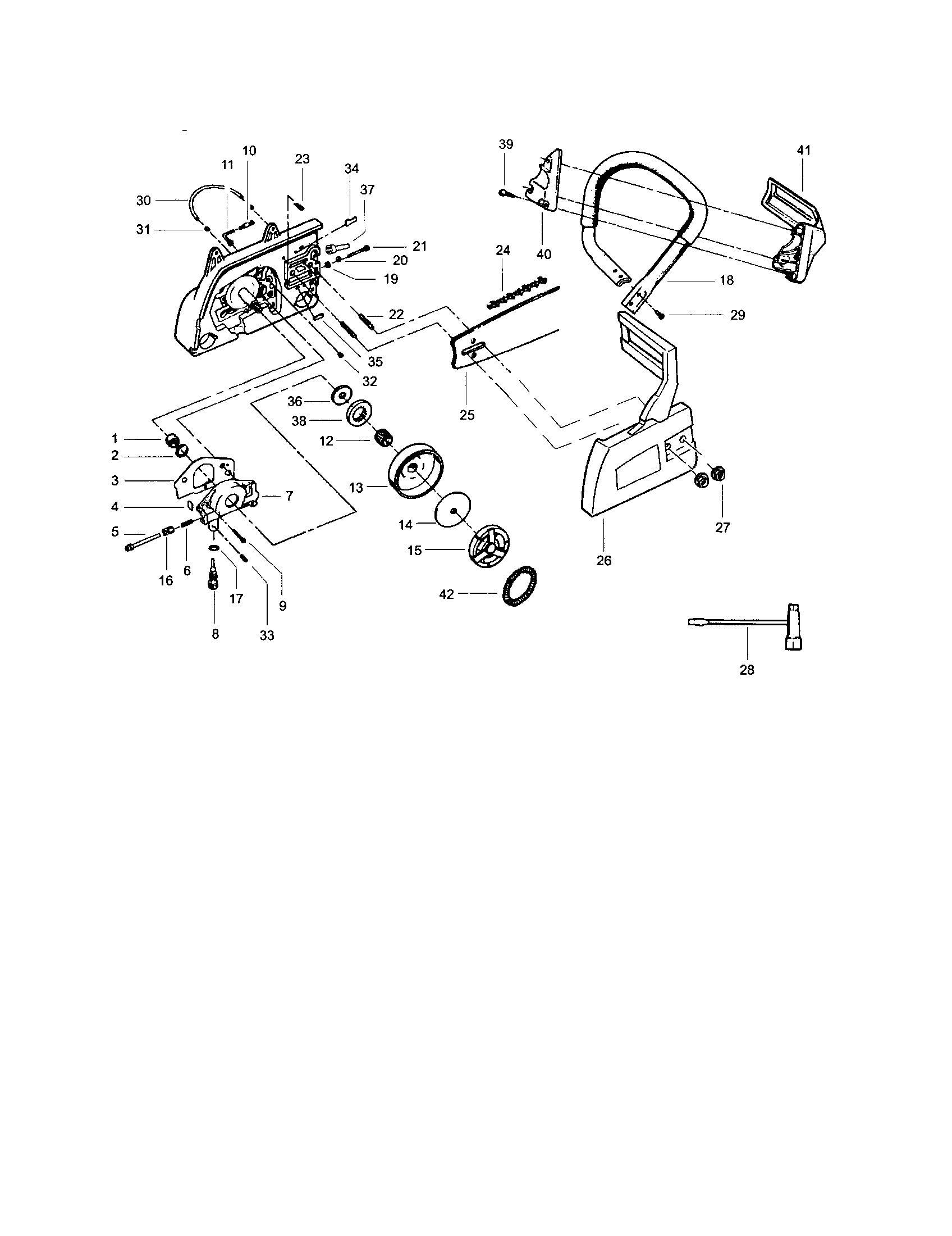 Poulan 3450 chain/clutch/bar diagram