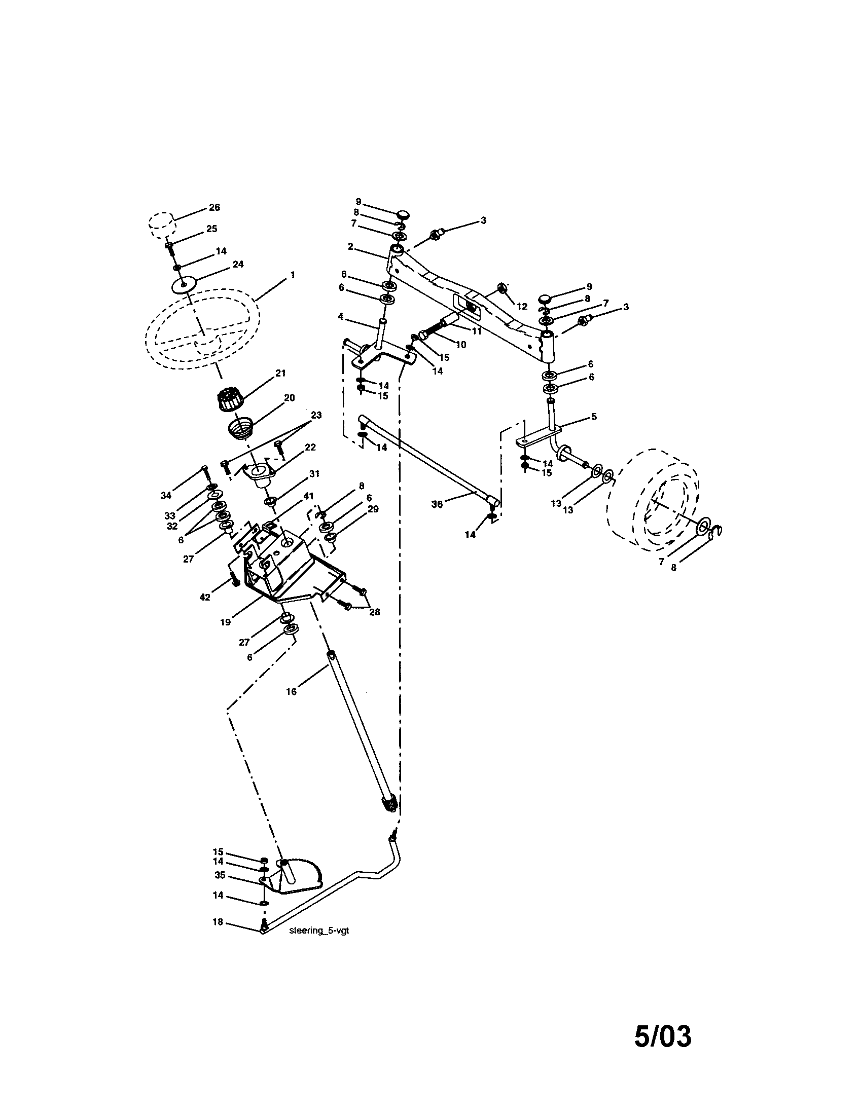Craftsman 917275970 steering assembly diagram
