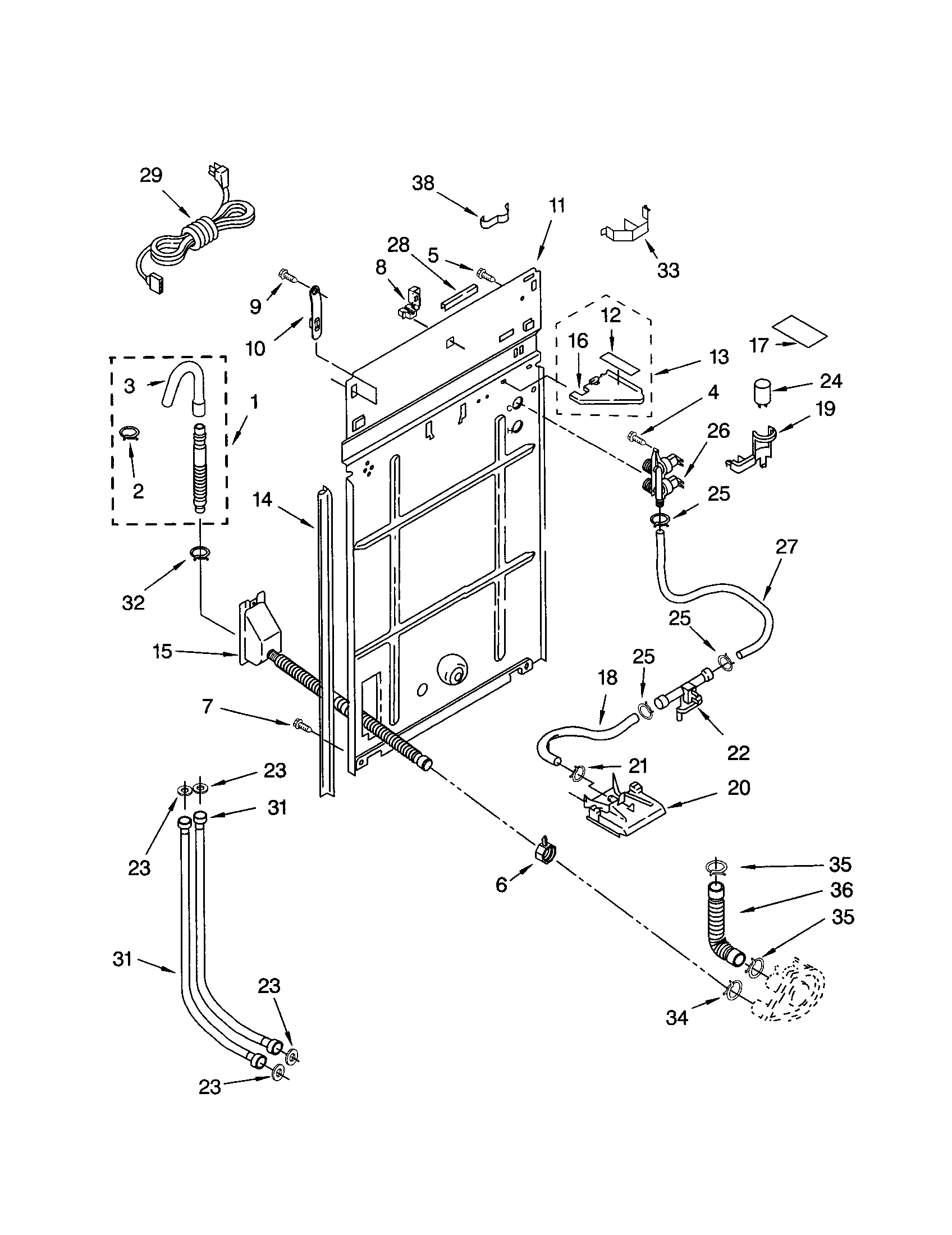 Kenmore Elite 11023036102 rear panel diagram