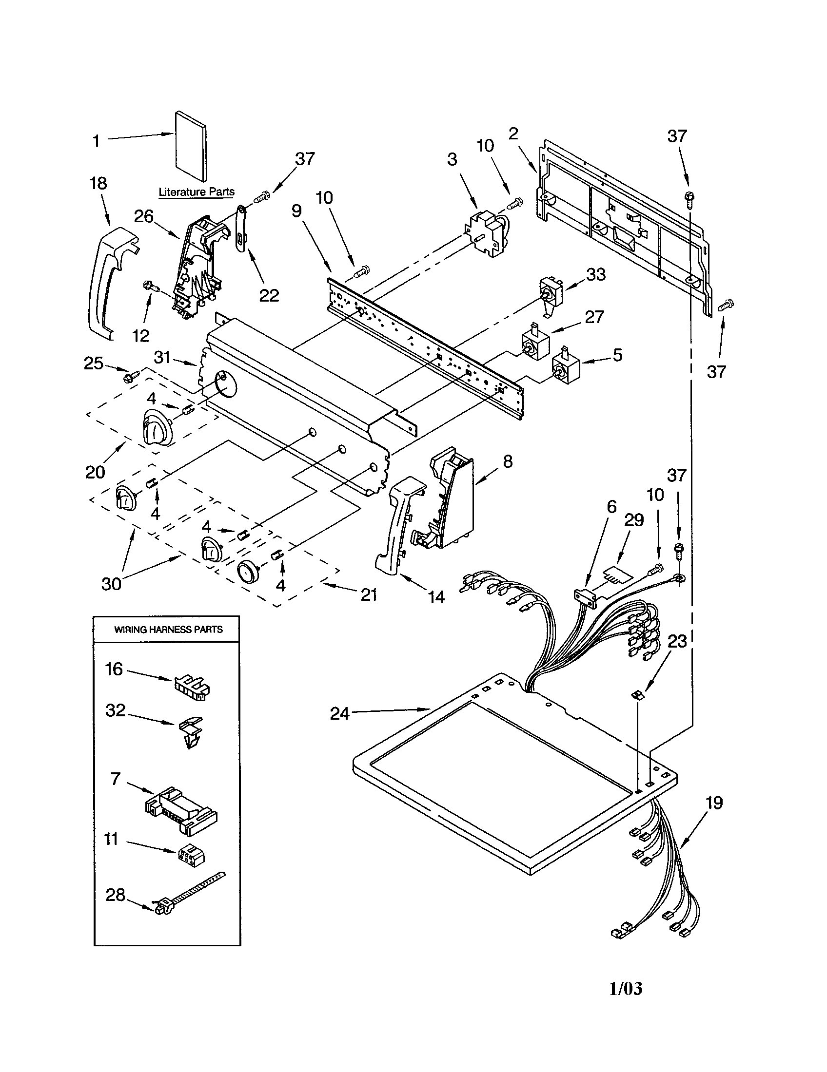 Kenmore 11063912100 top and console diagram
